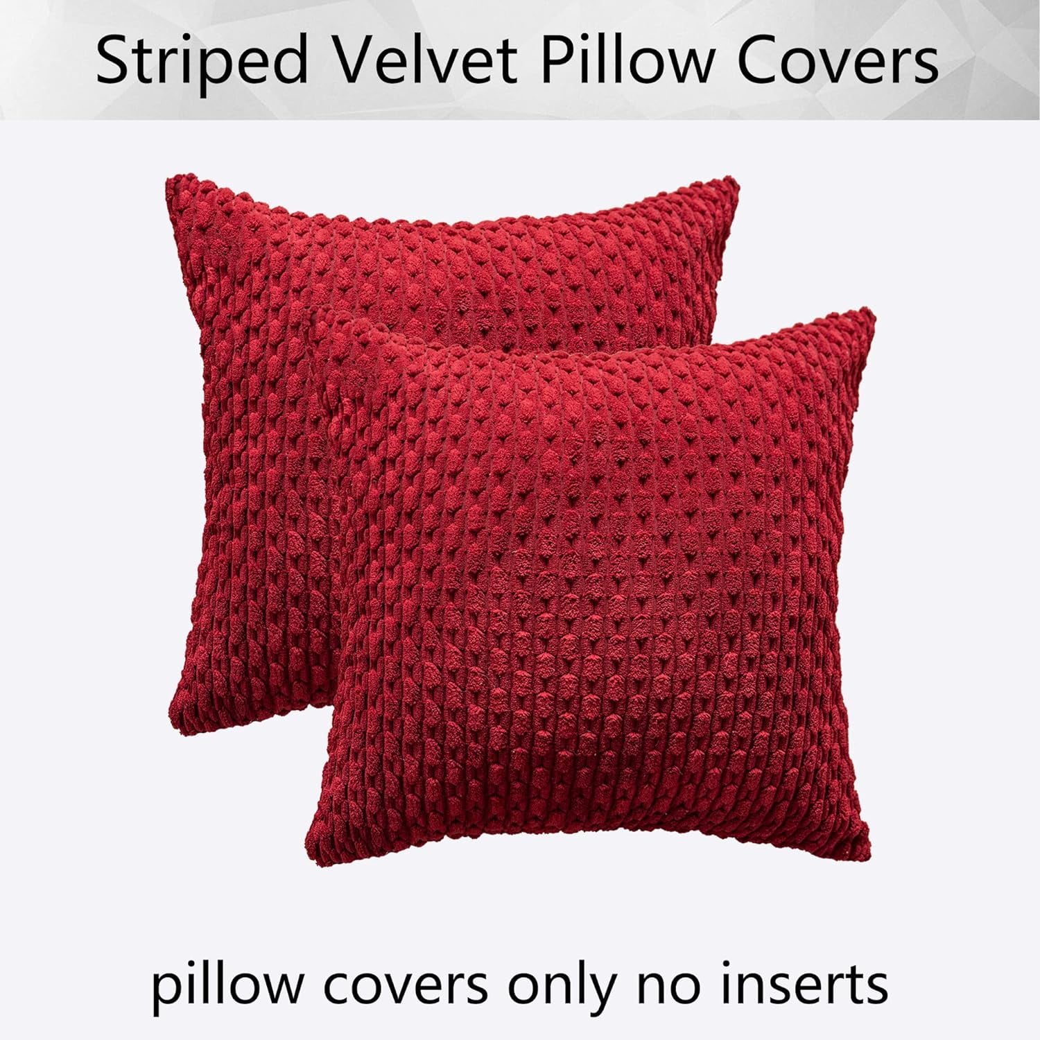 Holzlrgus Fall Set of 2 Striped Textured Velvet Corduroy Decorative Europe Sham Seasonal Autumn Throw Pillow Cushion Cover for Couch