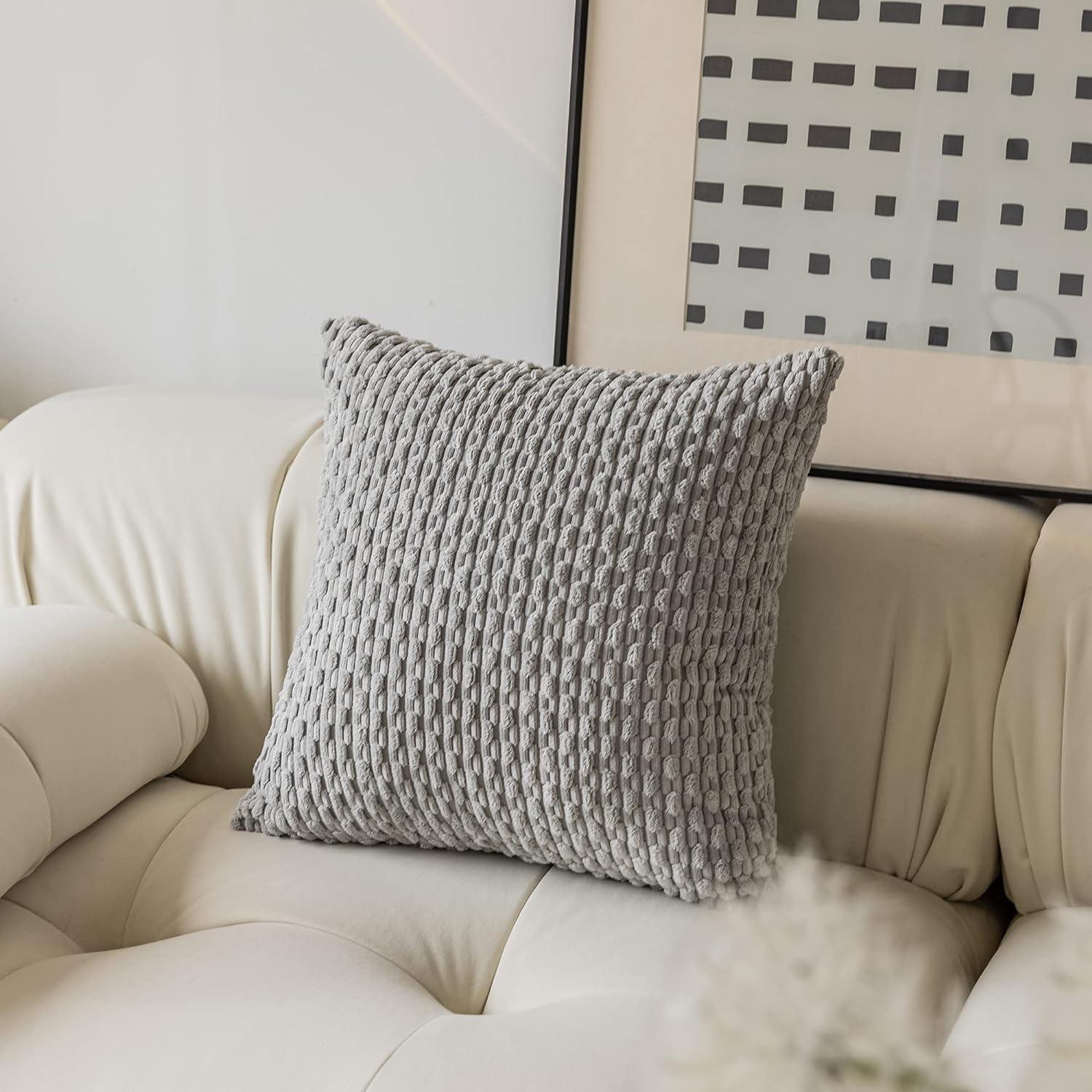 Holzlrgus Fall Set of 2 Striped Textured Velvet Corduroy Decorative Europe Sham Seasonal Autumn Throw Pillow Cushion Cover for Couch