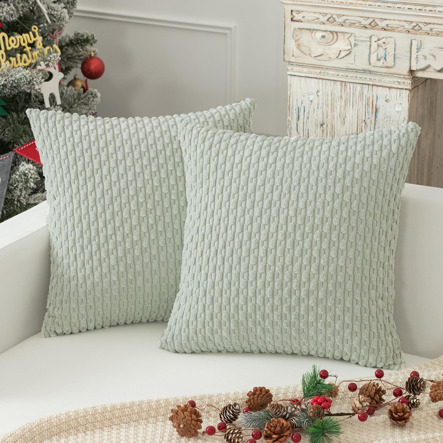 Holzlrgus Fall Set of 2 Striped Textured Velvet Corduroy Decorative Europe Sham Seasonal Autumn Throw Pillow Cushion Cover for Couch Holzlrgus Fall Set of 2 Striped Textured Velvet Corduroy Decorative Europe Sham Seasonal Autumn Throw Pillow Cushion Cover for Couch