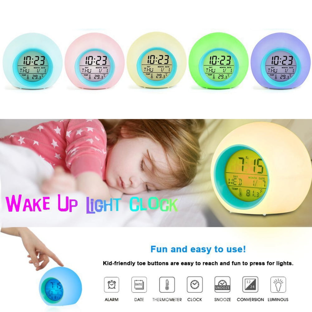 Kids Alarm Clock OK to Wake Alarm Clocks for Kids Toddlers Night Light Clock for Bedrooms with Children%27s Sleep Trainer Cute Clock Birthday Gift for Teen Boys Girls Colorful