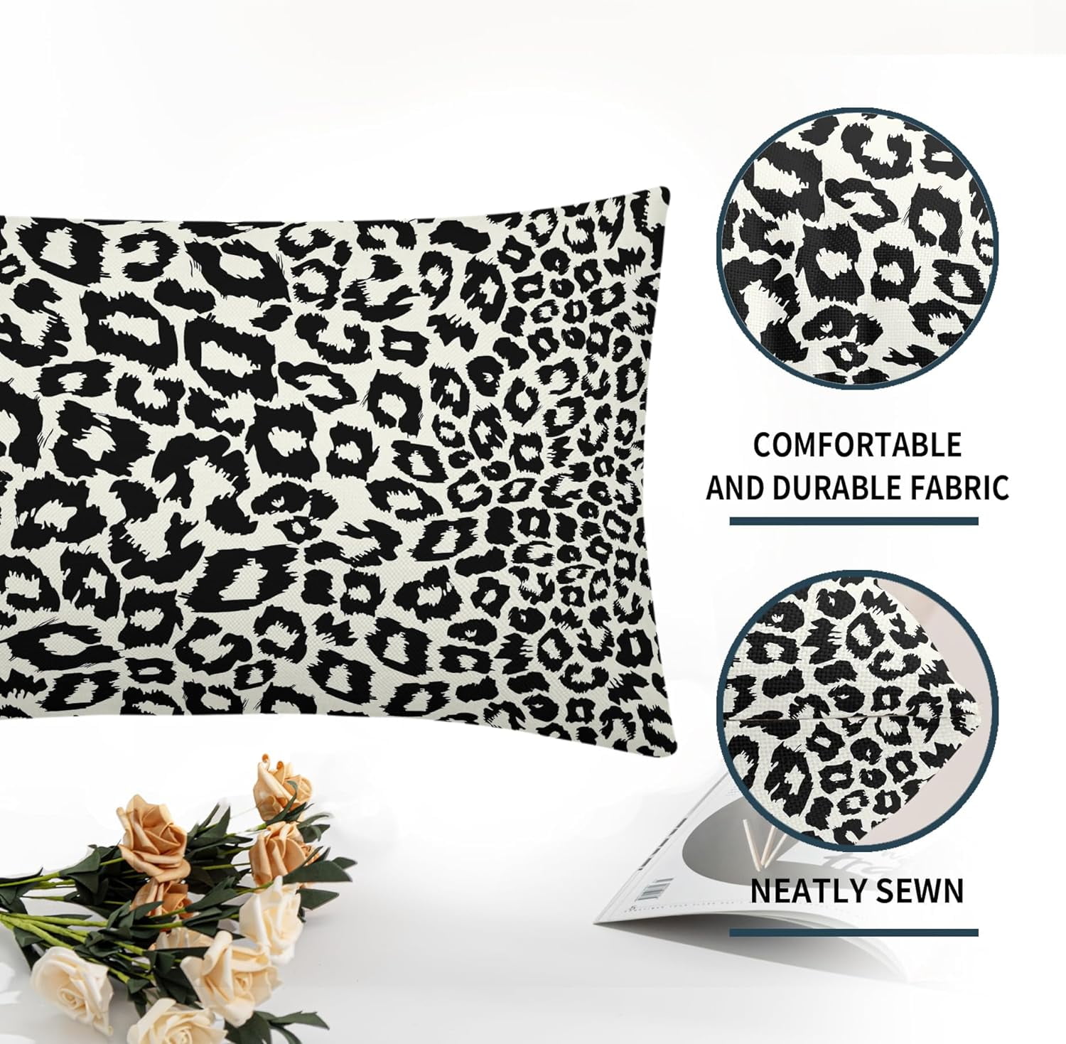 Lime Green White Leopard Print Pillow Covers 18x18 Inch Set of 2 Cheetah Animal Spots Decorative Throw Pillows For Couch Farmhouse Chinoiserie Pillow Cases Home Decor For Room Sofa Bed Porch Outdoor 12" x 20" Orange Leopard