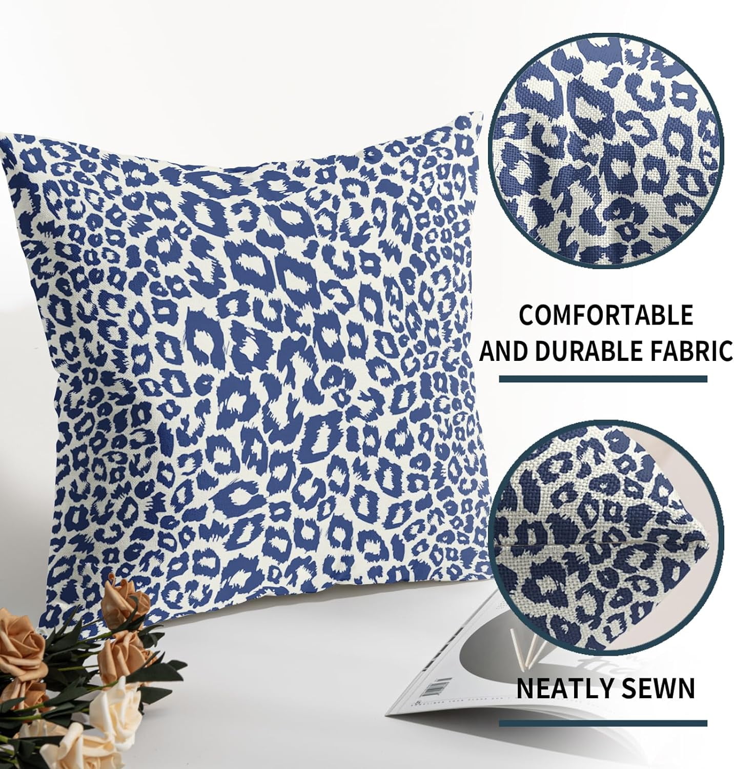 Lime Green White Leopard Print Pillow Covers 18x18 Inch Set of 2 Cheetah Animal Spots Decorative Throw Pillows For Couch Farmhouse Chinoiserie Pillow Cases Home Decor For Room Sofa Bed Porch Outdoor 18" x 18" Orange Leopard