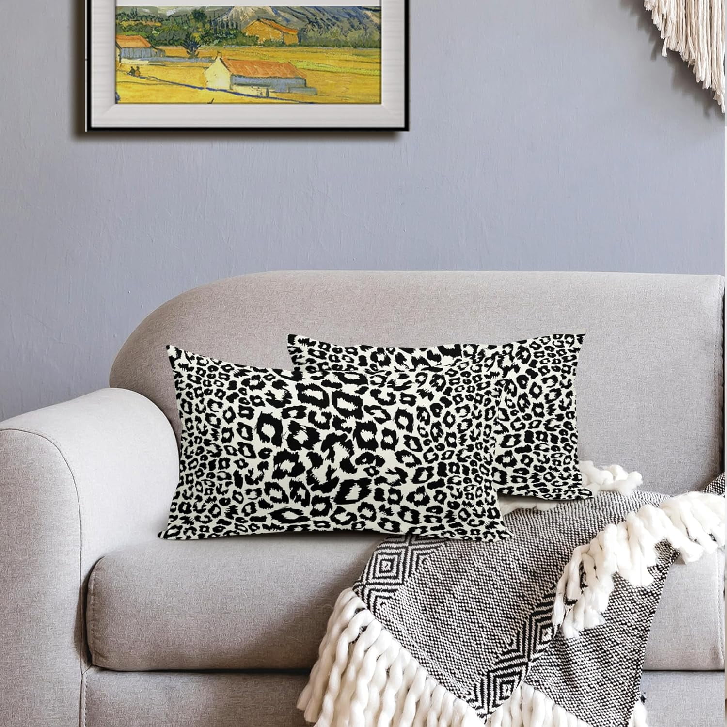 Lime Green White Leopard Print Pillow Covers 18x18 Inch Set of 2 Cheetah Animal Spots Decorative Throw Pillows For Couch Farmhouse Chinoiserie Pillow Cases Home Decor For Room Sofa Bed Porch Outdoor 12" x 20" Pink Leopard