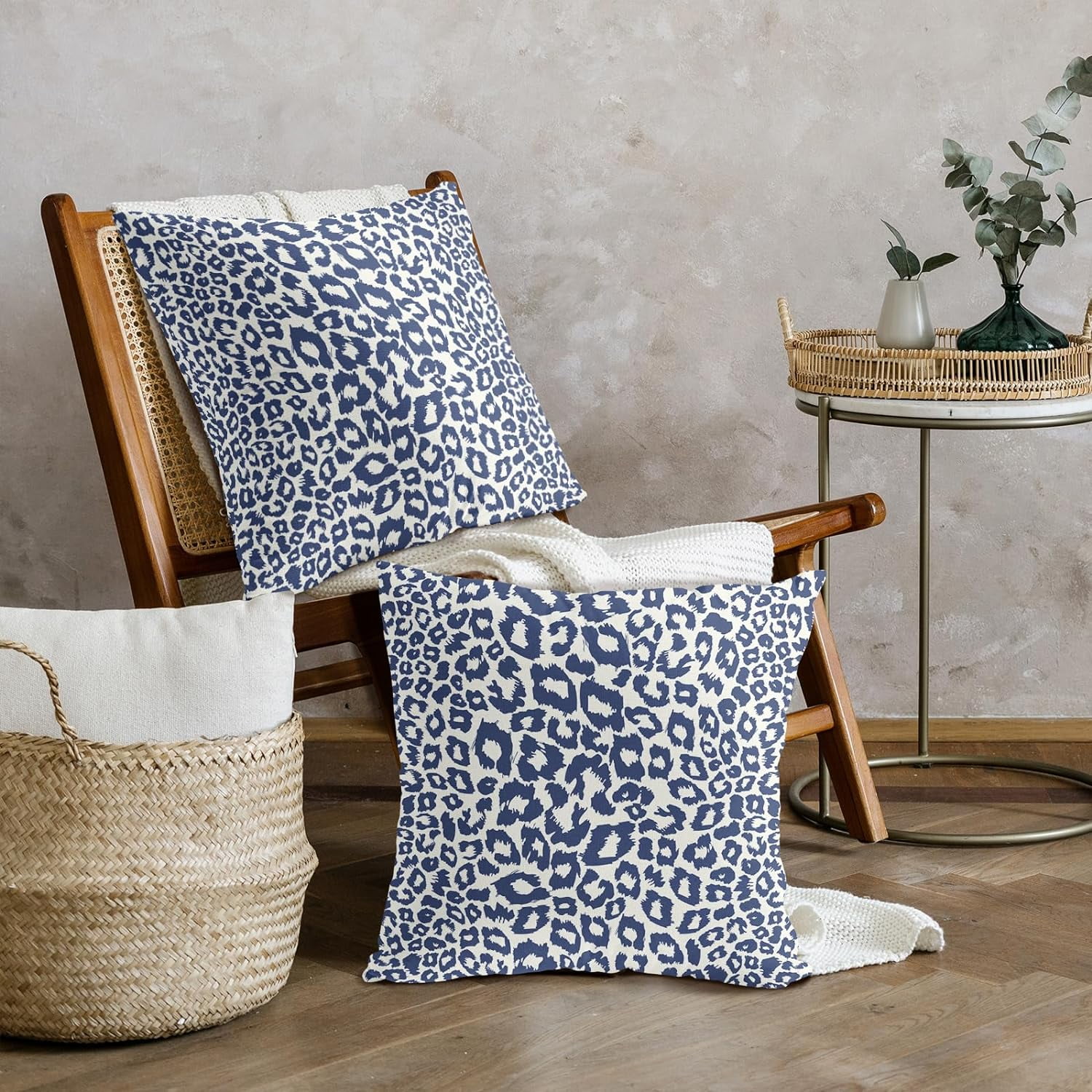 Lime Green White Leopard Print Pillow Covers 18x18 Inch Set of 2 Cheetah Animal Spots Decorative Throw Pillows For Couch Farmhouse Chinoiserie Pillow Cases Home Decor For Room Sofa Bed Porch Outdoor 18" x 18" Pink Leopard