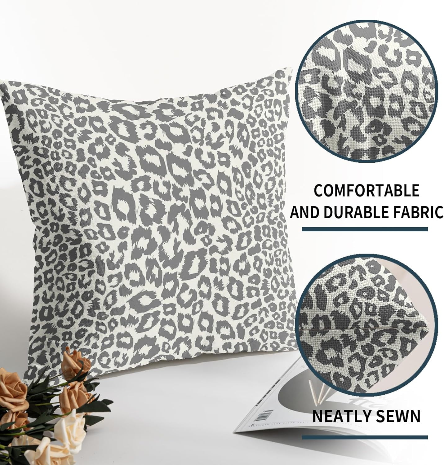 Lime Green White Leopard Print Pillow Covers 18x18 Inch Set of 2 Cheetah Animal Spots Decorative Throw Pillows For Couch Farmhouse Chinoiserie Pillow Cases Home Decor For Room Sofa Bed Porch Outdoor 20" x 20" Pink Leopard
