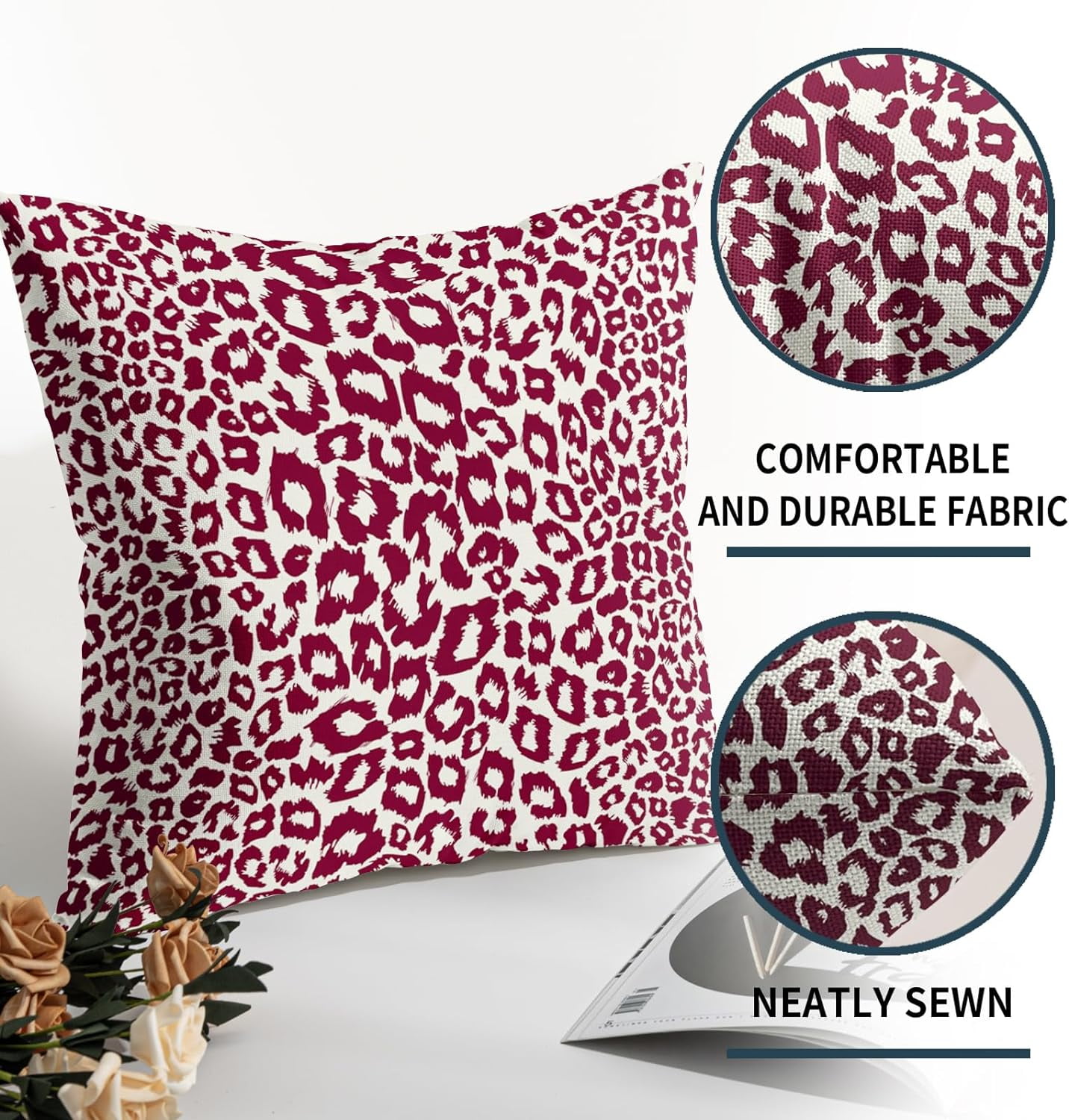 Lime Green White Leopard Print Pillow Covers 18x18 Inch Set of 2 Cheetah Animal Spots Decorative Throw Pillows For Couch Farmhouse Chinoiserie Pillow Cases Home Decor For Room Sofa Bed Porch Outdoor 16" x 16" Teal Leopard