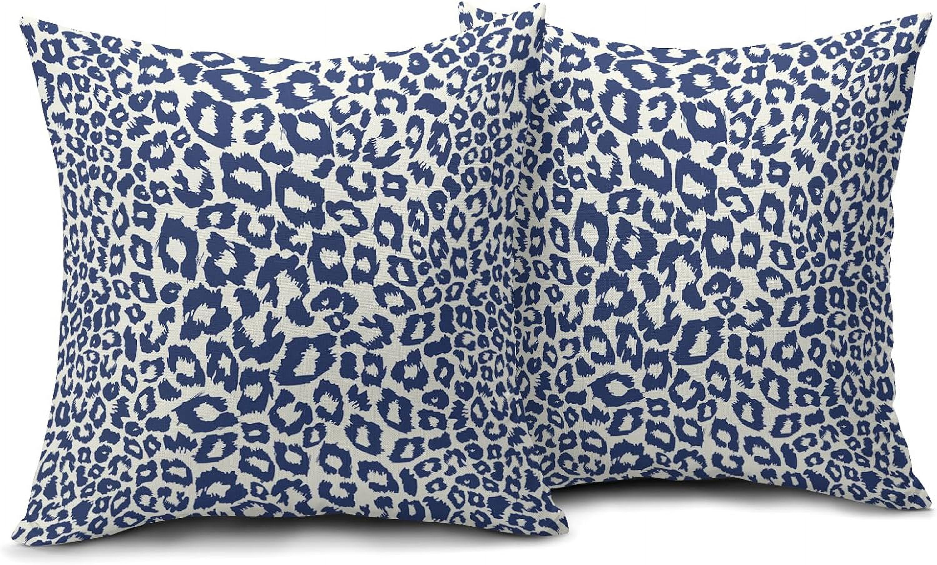 Lime Green White Leopard Print Pillow Covers 18x18 Inch Set of 2 Cheetah Animal Spots Decorative Throw Pillows For Couch Farmhouse Chinoiserie Pillow Cases Home Decor For Room Sofa Bed Porch Outdoor 18" x 18" Teal Leopard