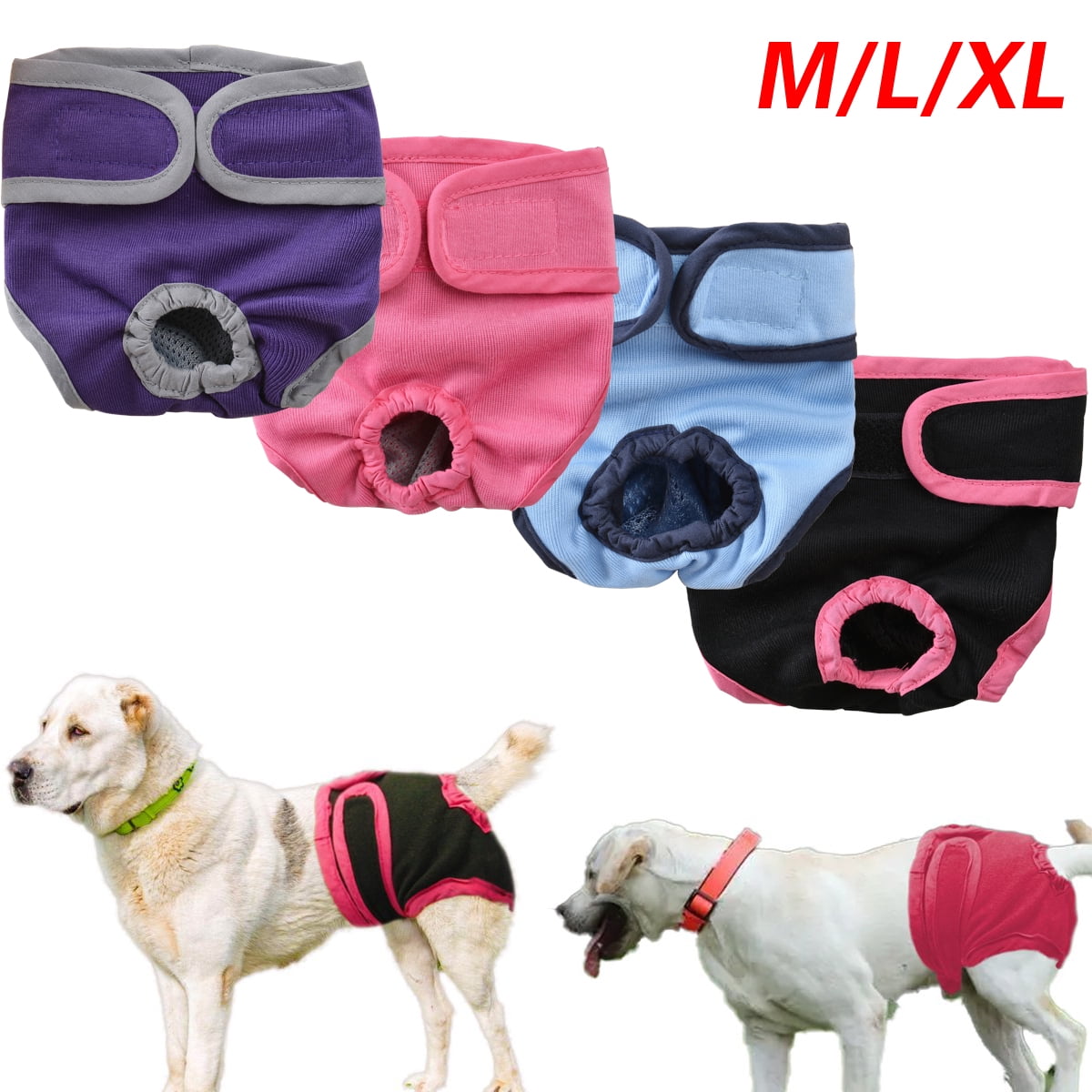 Comfortable Dog Underwear Dog Diapers Pants Male Female to Put On/Off Breathable Physiological Pants Reusable Sanitary Panties for Small to Large Dogs Pet (1pcs, Pink, XL) M Pink