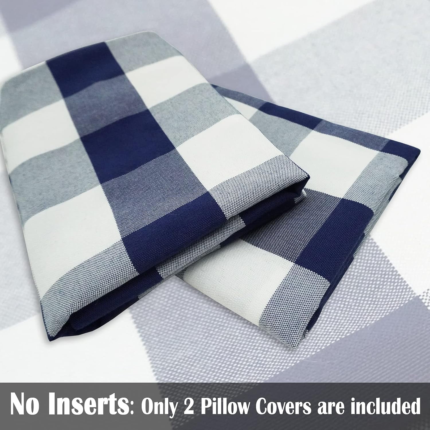 Light Blue Farmhouse Buffalo Plaid Pillow Covers 18x18 Set of 2 Patio Outdoor Decor Neutral Checkered Pillow Covers 18 x 18