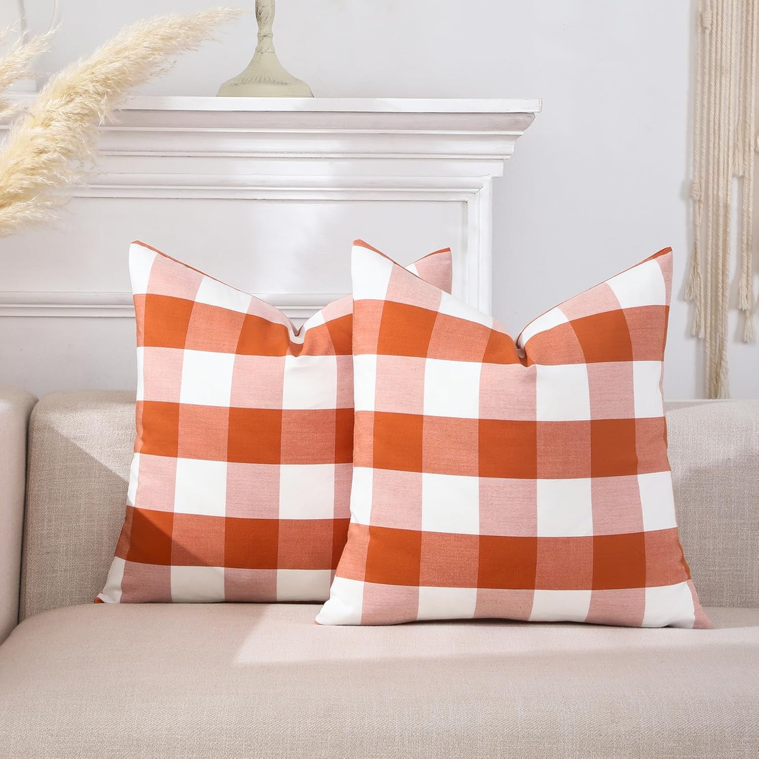 Light Blue Farmhouse Buffalo Plaid Pillow Covers 18x18 Set of 2 Patio Outdoor Decor Neutral Checkered Pillow Covers 18 x 18 Light Blue Farmhouse Buffalo Plaid Pillow Covers 18x18 Set of 2 Patio Outdoor Decor Neutral Checkered Pillow Covers 18 x 18