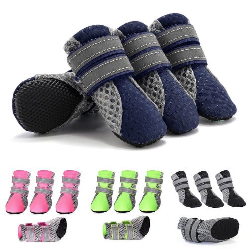 SPRING PARK Small Dog Shoes, Slip Resistant 4pcs Dog Puppy Boots Booties Pet Sneakers with Reflective Fastener Tape for Small Medium Dogs, Protect Paws Easy to Wear Daily Use M Pink