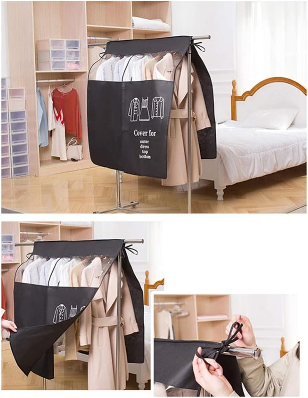 Tutuviw Black Clothing Rack Covers