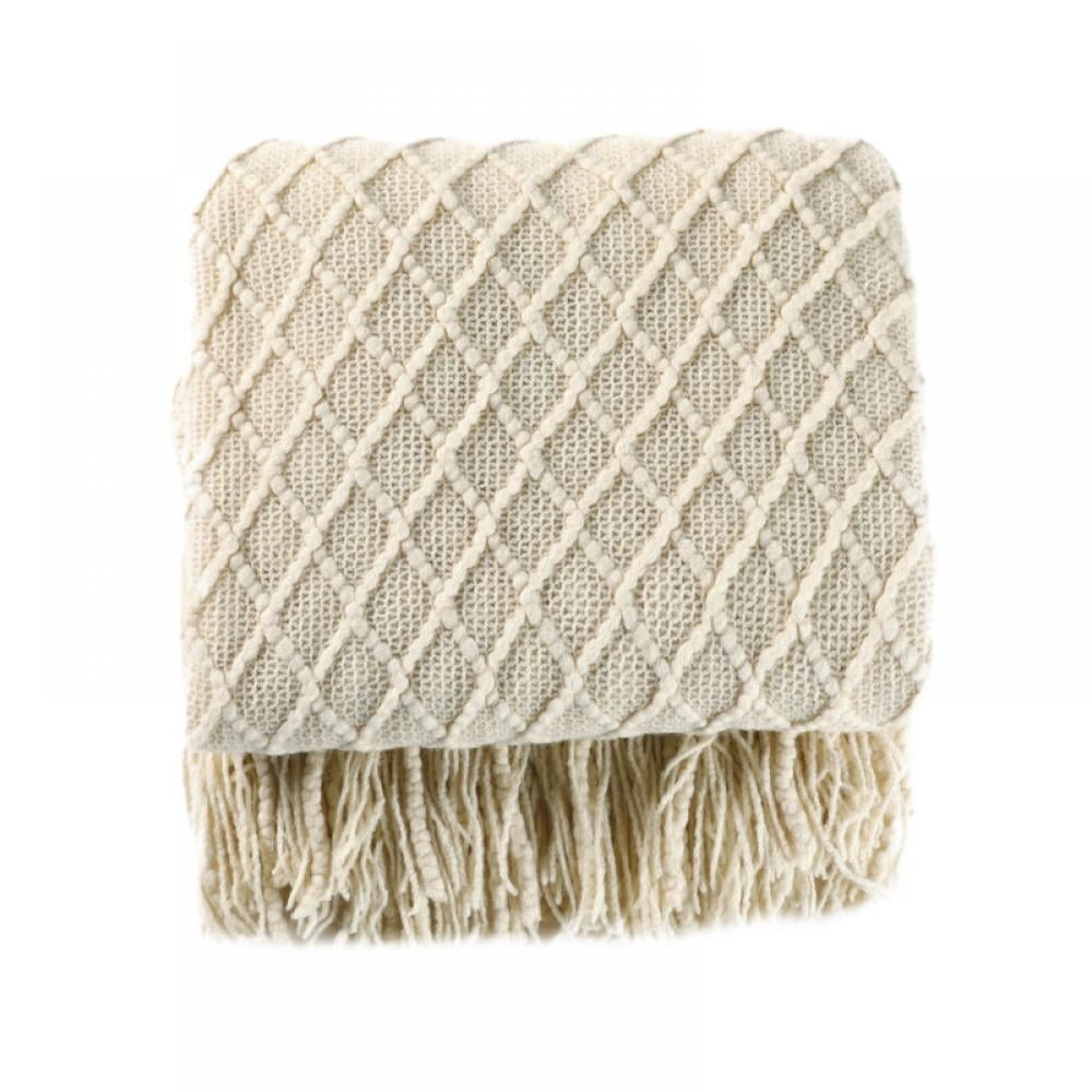 Throw Blanket for Couch 50 x 60 inches Knit Woven Blankets Cozy Lightweight Decorative Throw for Bed and Living Room Beige Throw Blanket for Couch 50 x 60 inches Knit Woven Blankets Cozy Lightweight Decorative Throw for Bed and Living Room Beige
