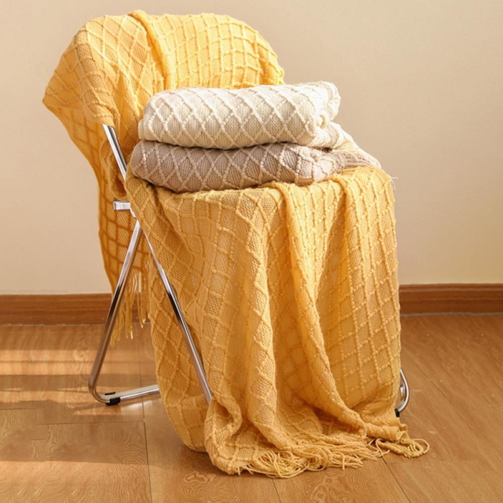 Throw Blanket for Couch 50 x 60 inches Knit Woven Blankets Cozy Lightweight Decorative Throw for Bed and Living Room