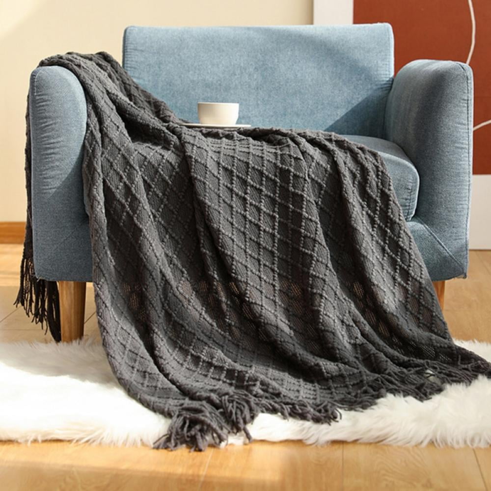 Throw Blanket for Couch 50 x 60 inches Knit Woven Blankets Cozy Lightweight Decorative Throw for Bed and Living Room