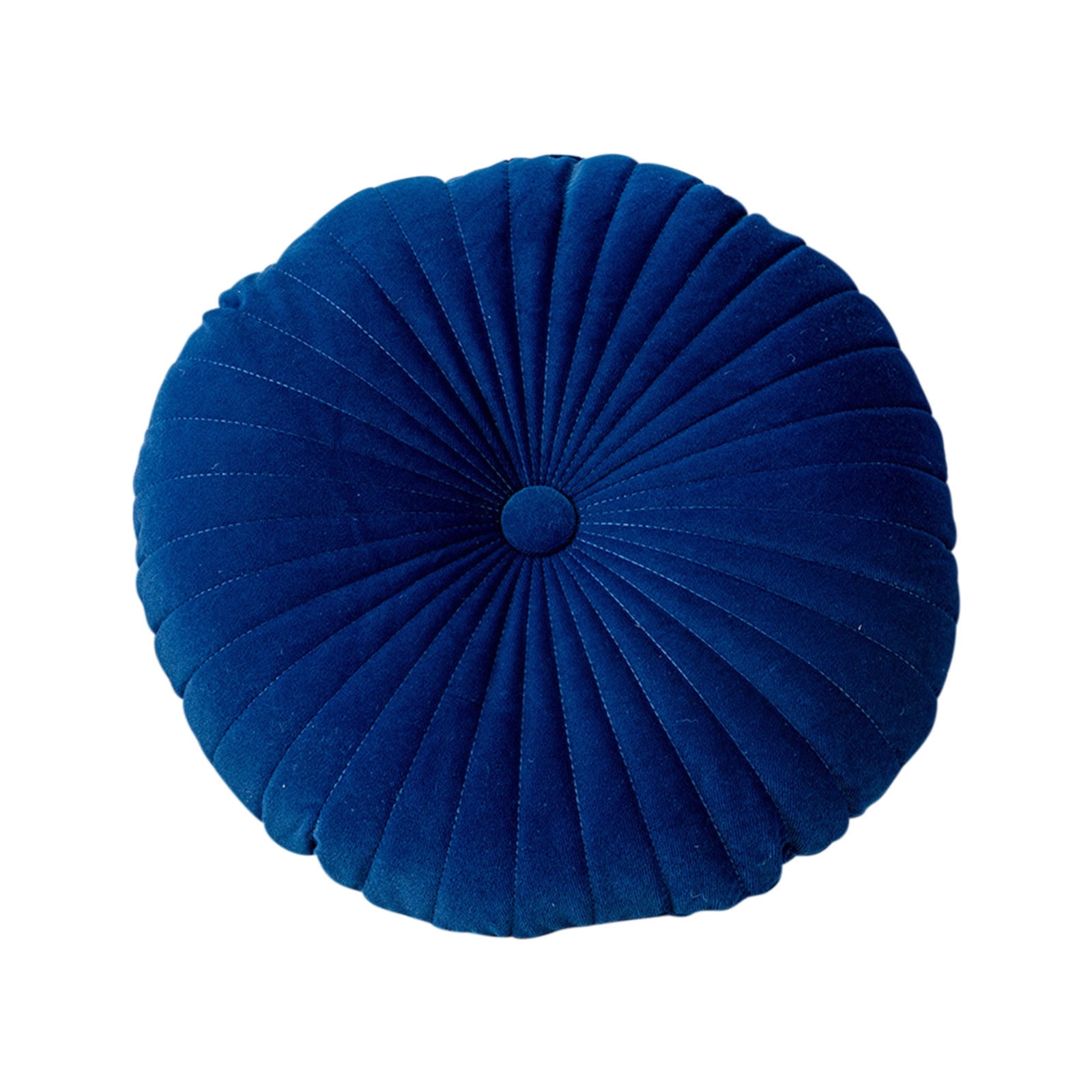 Round Throw Pillow 15.7 inch Decorative Round Velvet Floor Pillows Small Pumpkin Throw Pillow Cushion for Living Room Sofa Bed, Gray Blue