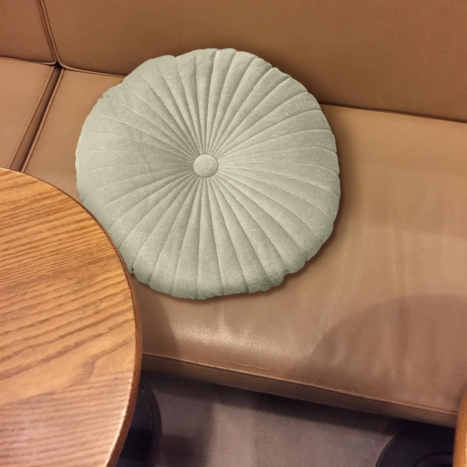 Darzheoy Round Throw Pillow 15.7 inch Decorative Round Velvet Floor Pillows Small Pumpkin Throw Pillow Cushion for Living Room Sofa Bed