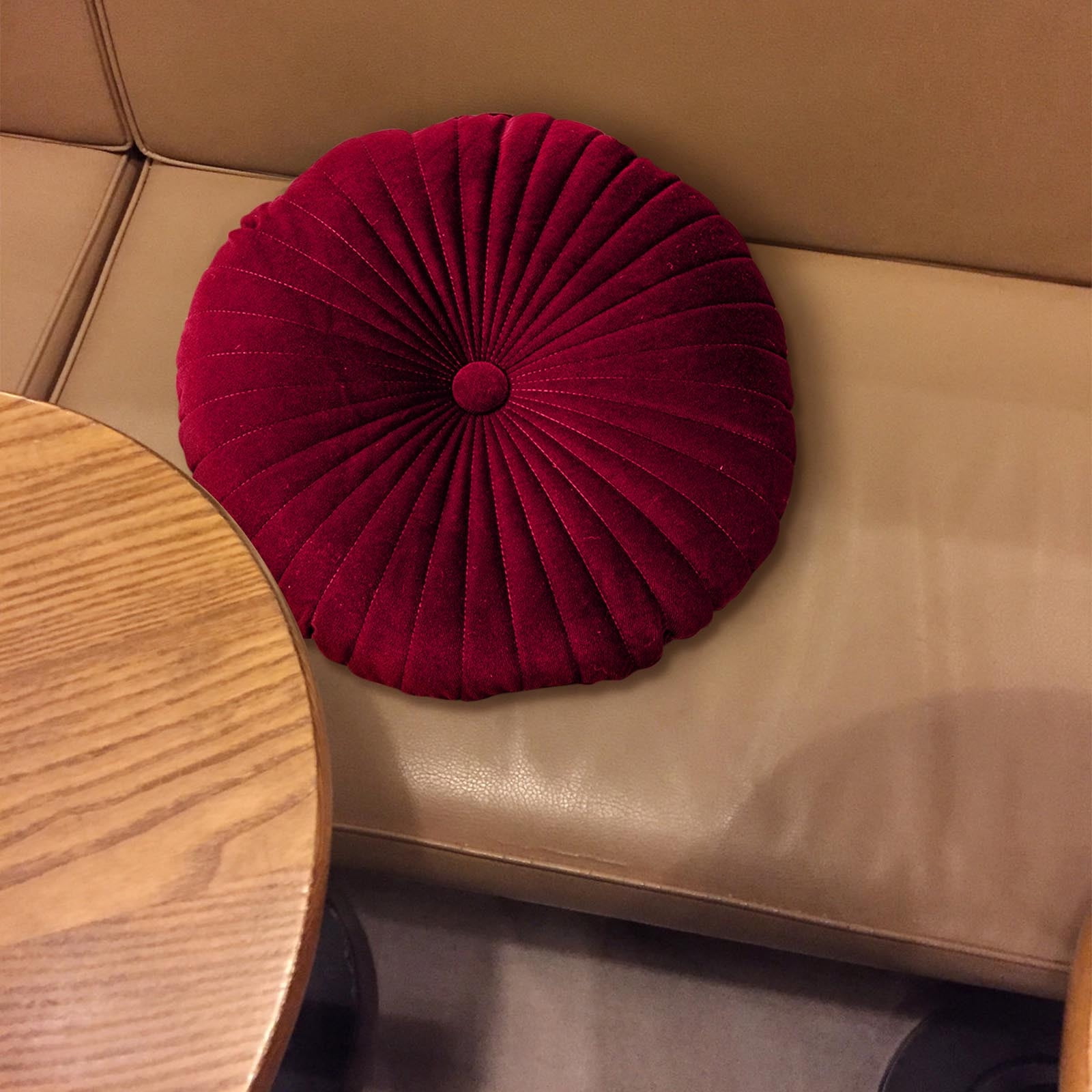 Darzheoy Round Throw Pillow 15.7 inch Decorative Round Velvet Floor Pillows Small Pumpkin Throw Pillow Cushion for Living Room Sofa Bed