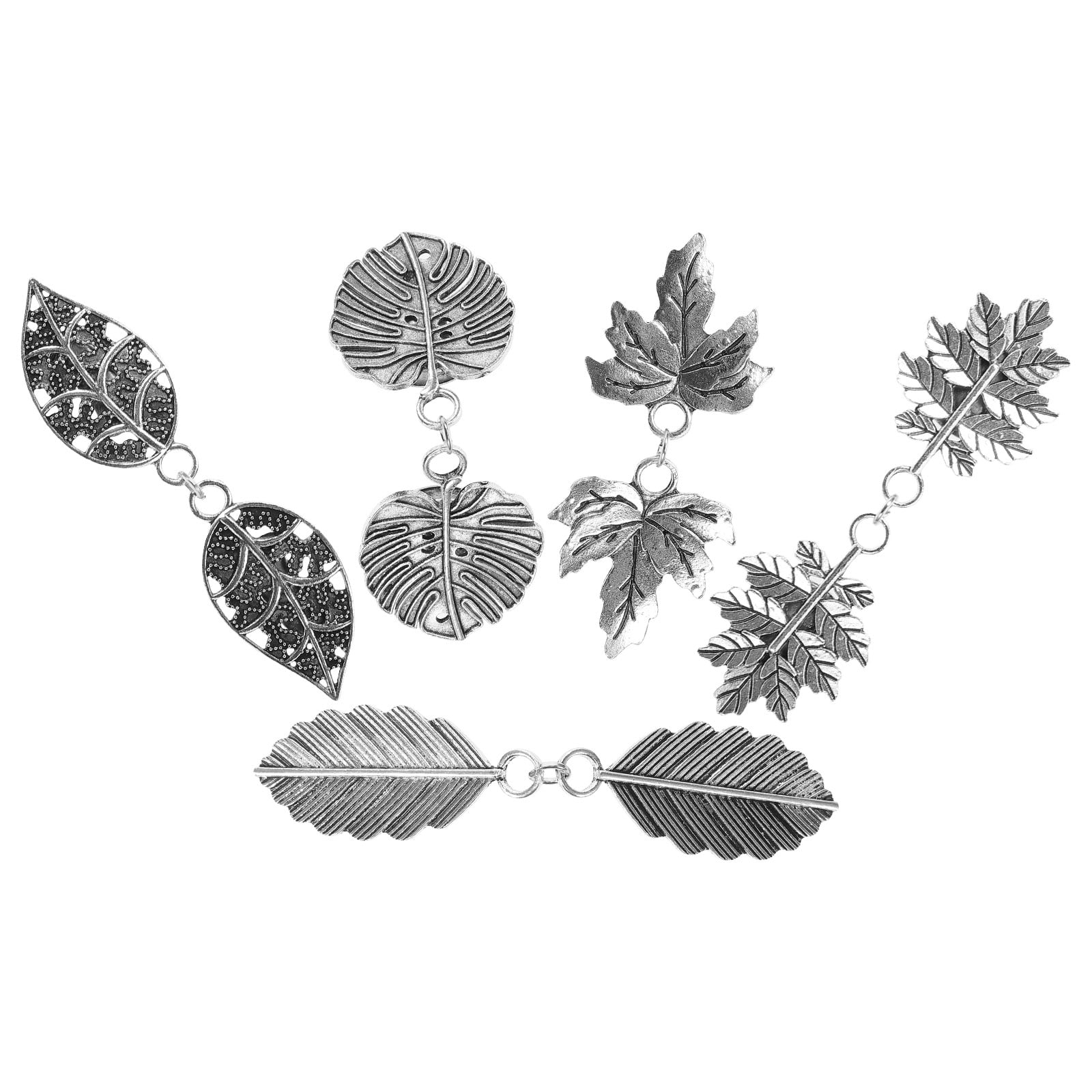PATKAW 5pcs Metal Leaf Sweater Clips Cinch Clips for Cardigans Dress Shawls Collar Accessories 9.00X1.80X0.70CM Silver