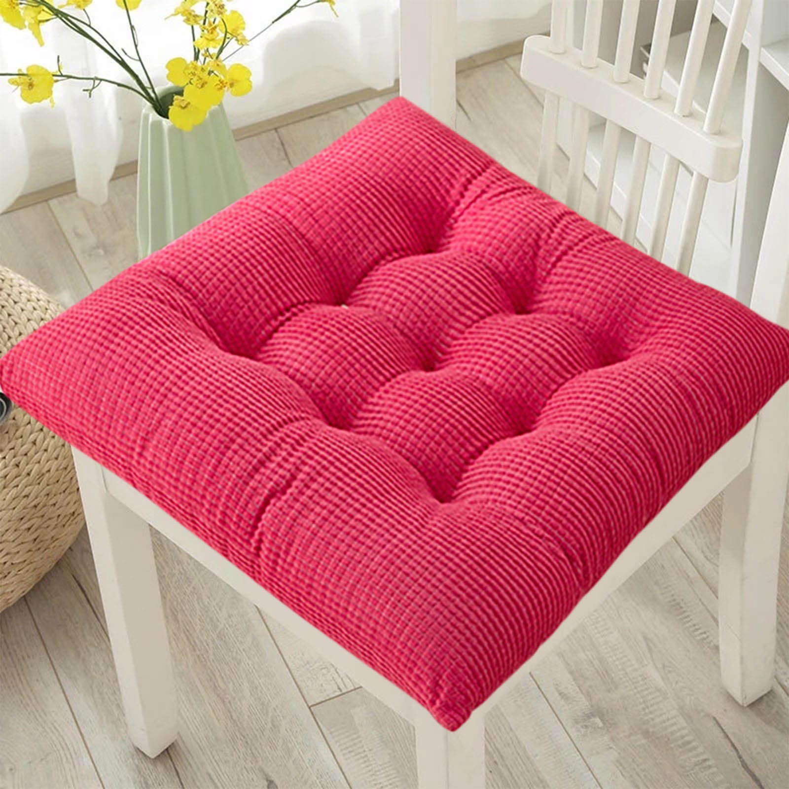 AYktou Solid Color Thickened Corduroy Chair Cushions 17.7 * 17.7in Extra-Large Size Seat Cushion with Machine Washable AYktou Solid Color Thickened Corduroy Chair Cushions 17.7 * 17.7in Extra-Large Size Seat Cushion with Machine Washable