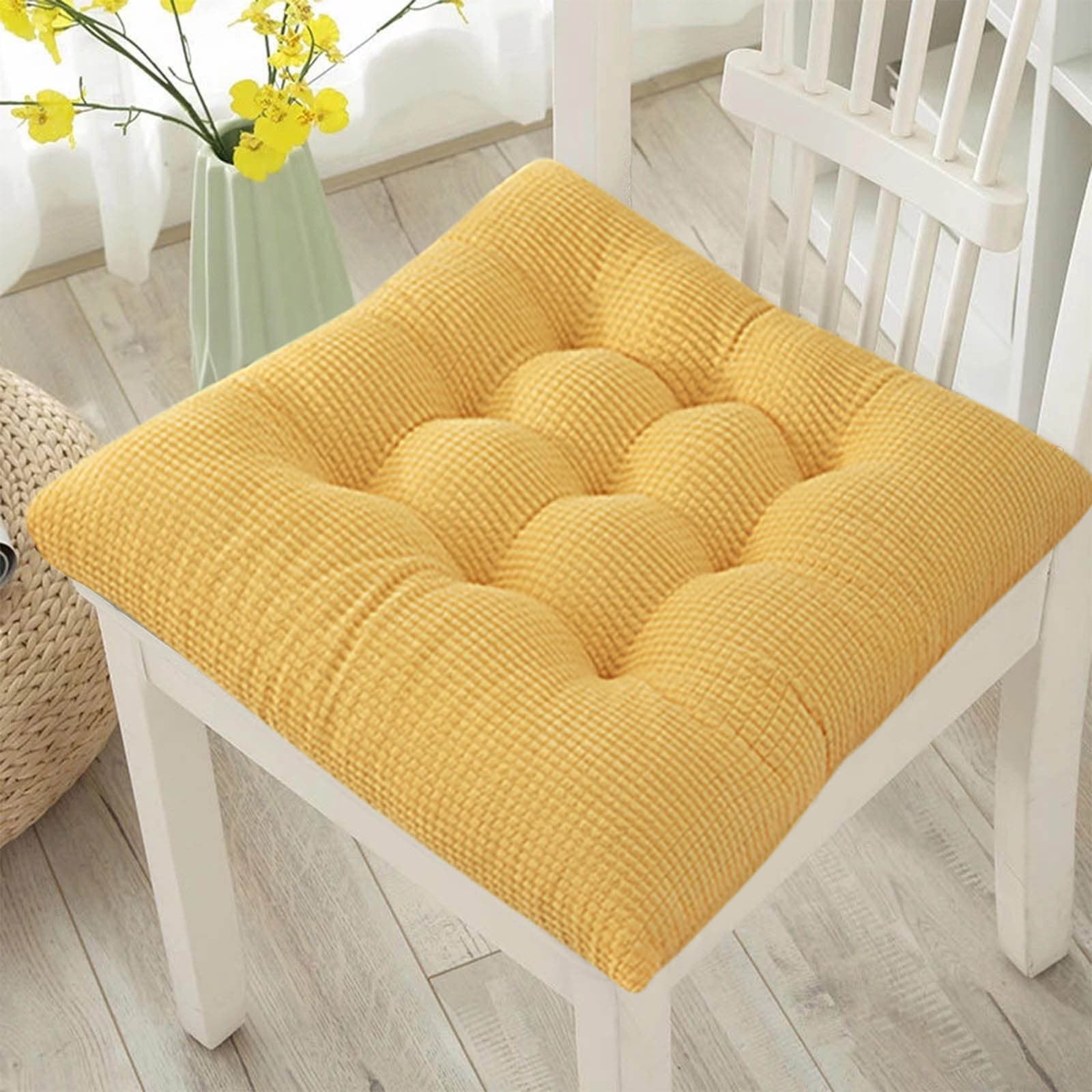 AYktou Solid Color Thickened Corduroy Chair Cushions 17.7 * 17.7in Extra-Large Size Seat Cushion with Machine Washable,Large Size Dining Chair Cushion Student Office Tatami Cushion Meditation Cushion 17.7" x 17.7" Solid