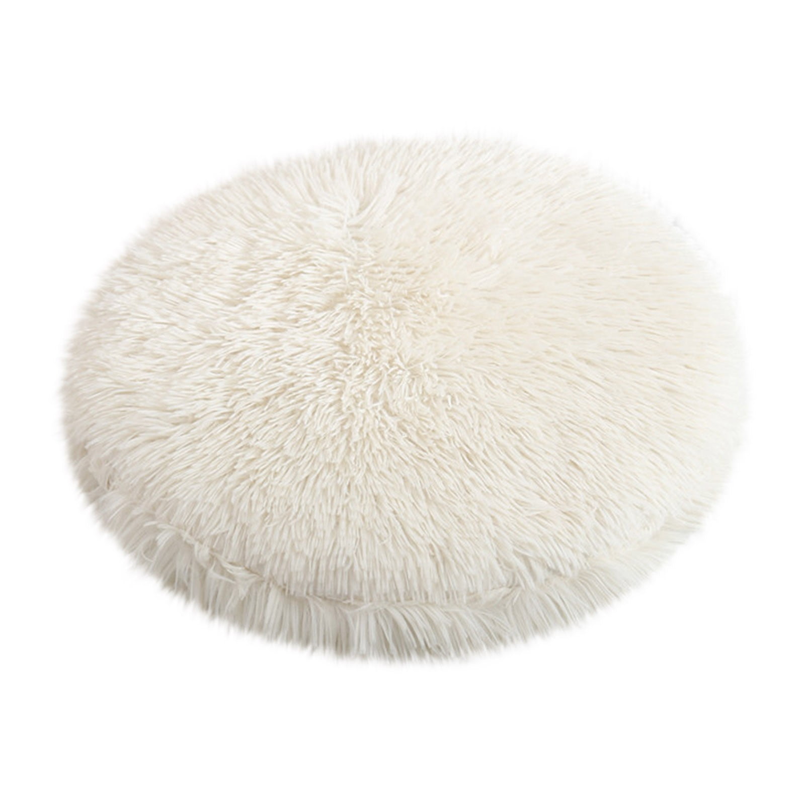 Darzheoy 16 inch Plush Dog Bed Mat Warm Fluffy Round Puppy Crate Pad with Anti-Slip Waterproof Bottom Soft Comfy Pet Kennel Mat for Small and Medium Dogs White