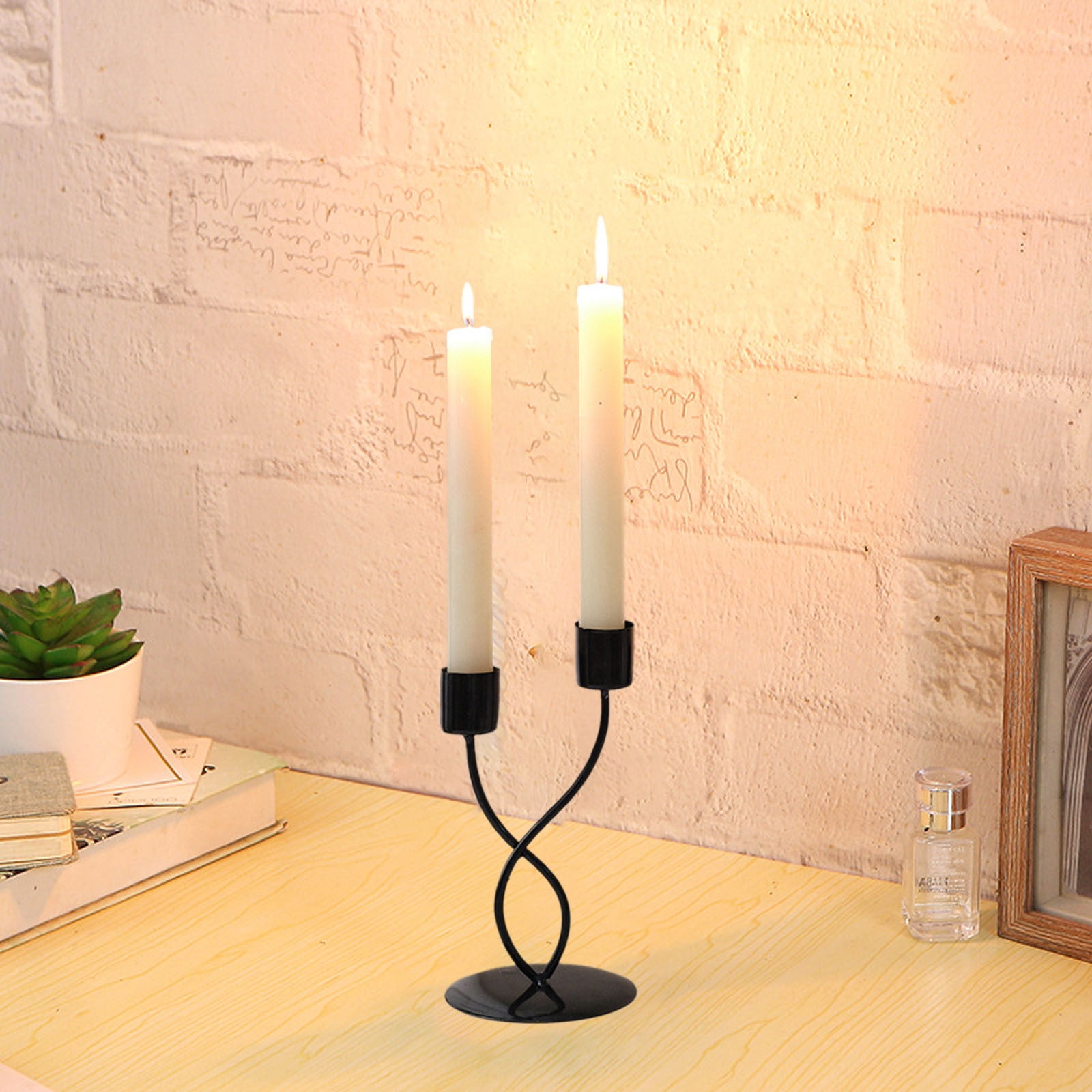Darzheoy Iron Candlestick Vintage Metal Holder Decorative Taper Stand Sconce Home Desktop Table Decoration Wedding Craft Supplies Black