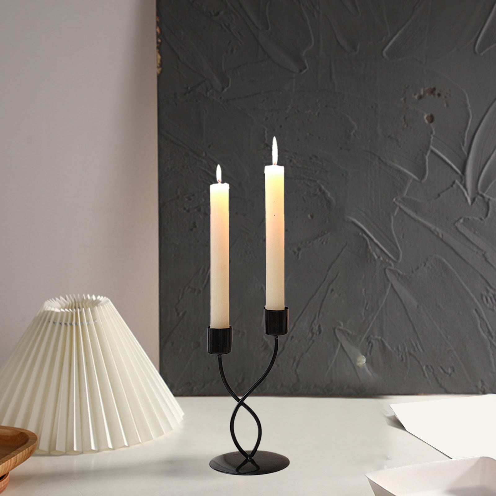 Darzheoy Iron Candlestick Vintage Metal Holder Decorative Taper Stand Sconce Home Desktop Table Decoration Wedding Craft Supplies Black