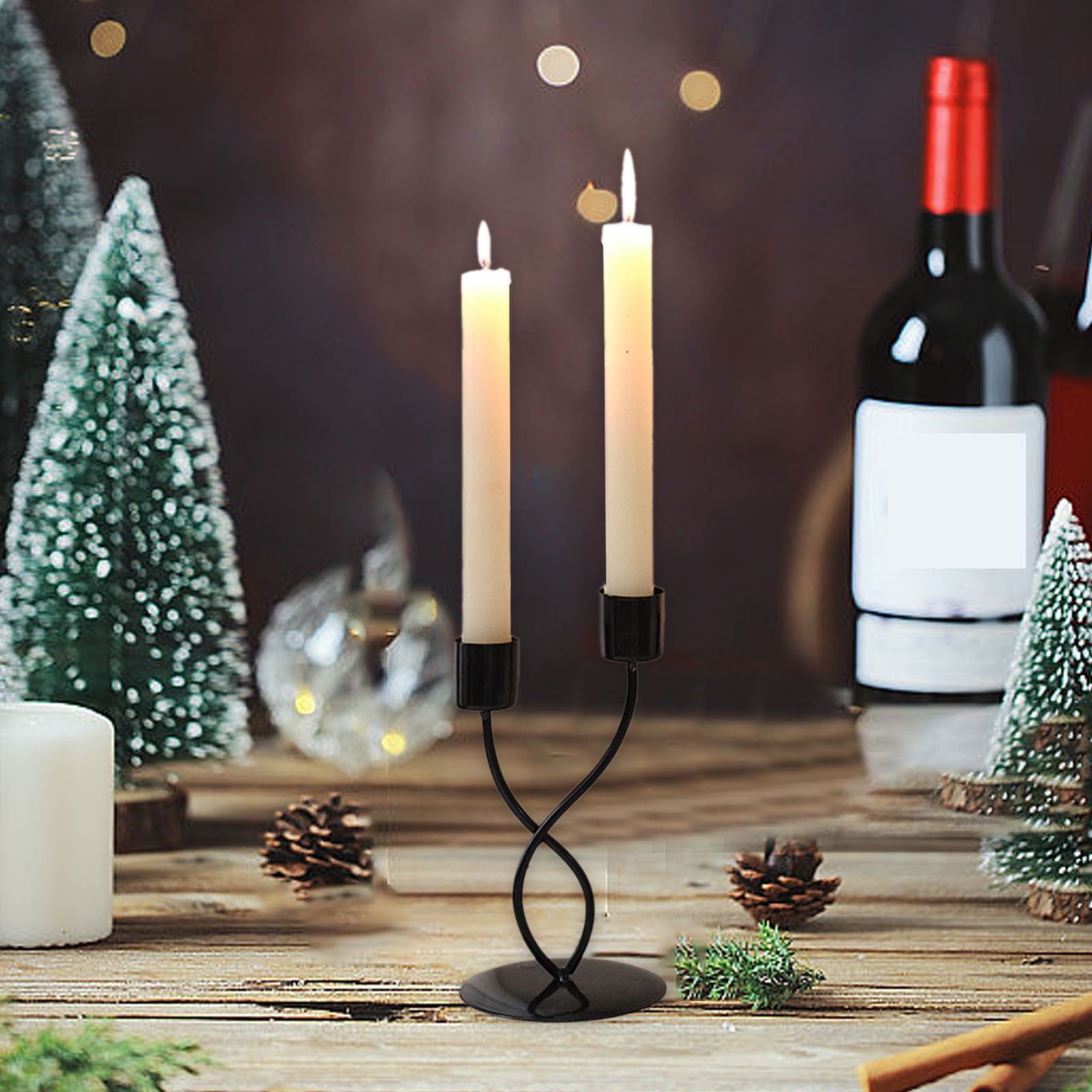 Darzheoy Iron Candlestick Vintage Metal Holder Decorative Taper Stand Sconce Home Desktop Table Decoration Wedding Craft Supplies Black