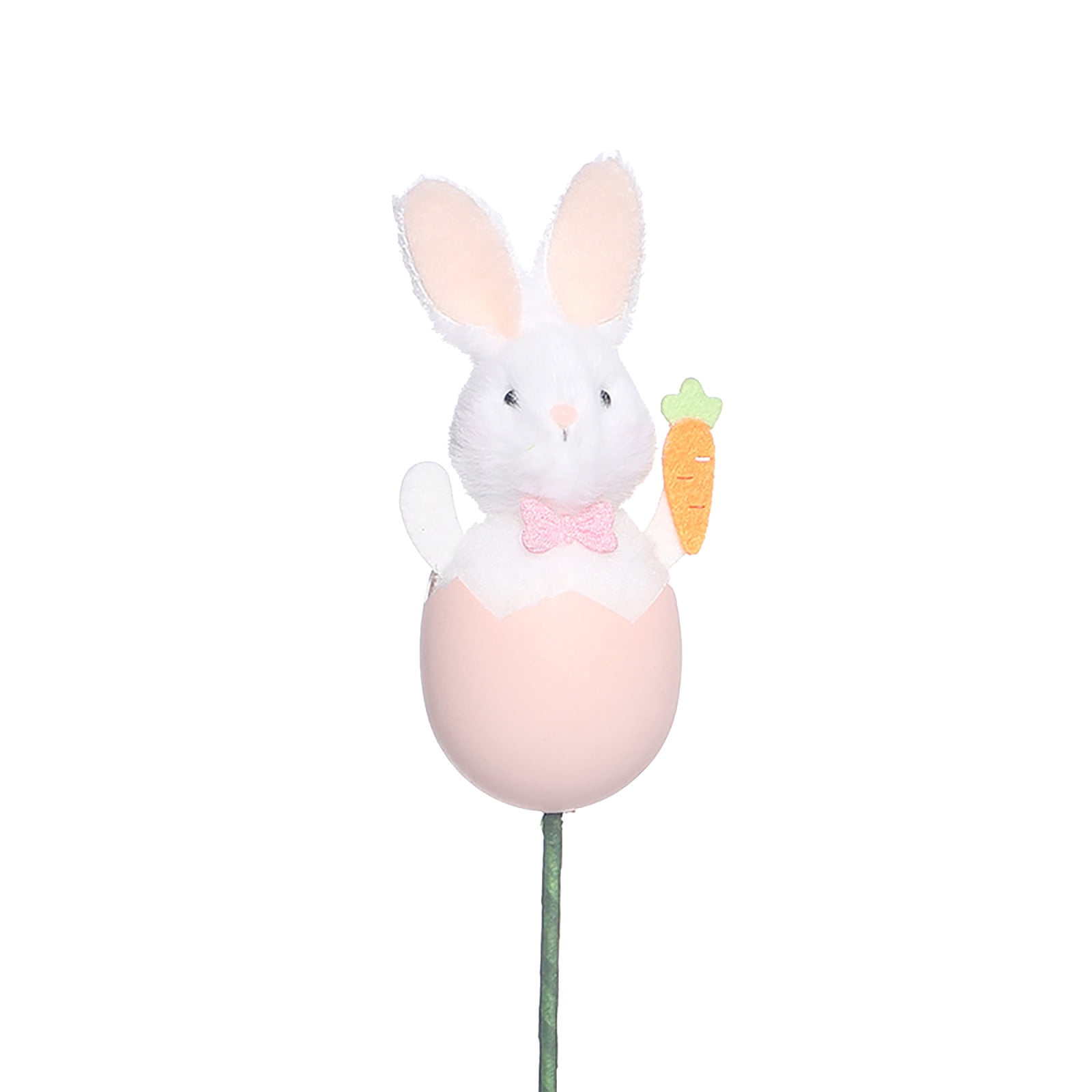 Darzheoy Bunny Plush Doll Pick DIY Bouquet Accessories Adorable Festival Gift Party Vase Filler Decorative Stick Cute Animal Ornament Pink