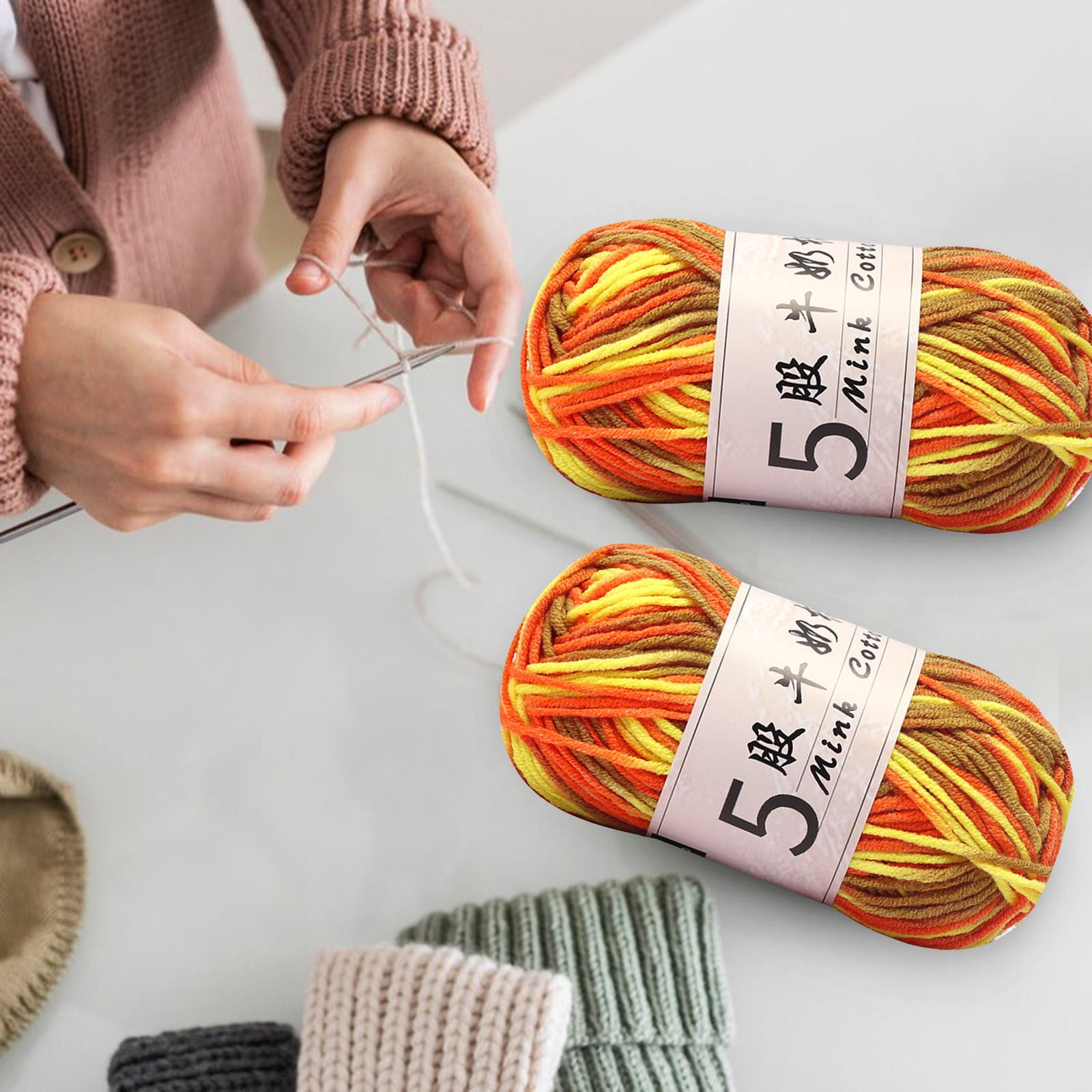 AYktou Cotton Yarn -Multi Colored Yarn Rainbows Crochet Yarn 50g/2.5oz