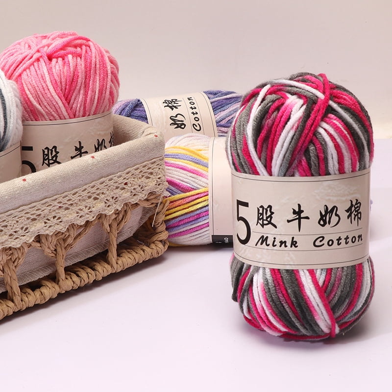 AYktou Cotton Yarn -Multi Colored Yarn Rainbows Crochet Yarn 50g/2.5oz