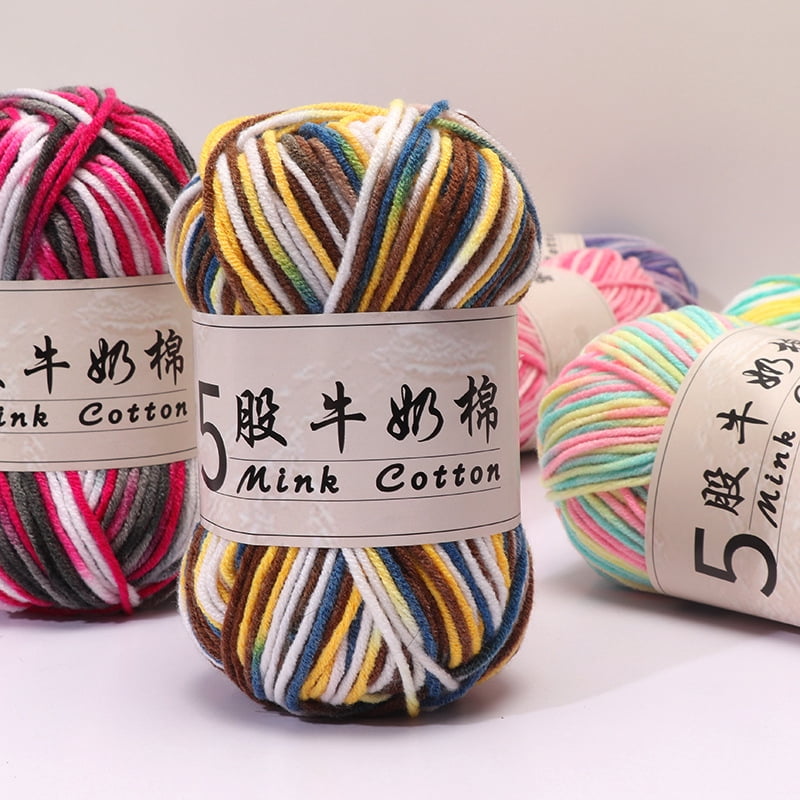 AYktou Cotton Yarn -Multi Colored Yarn Rainbows Crochet Yarn 50g/2.5oz