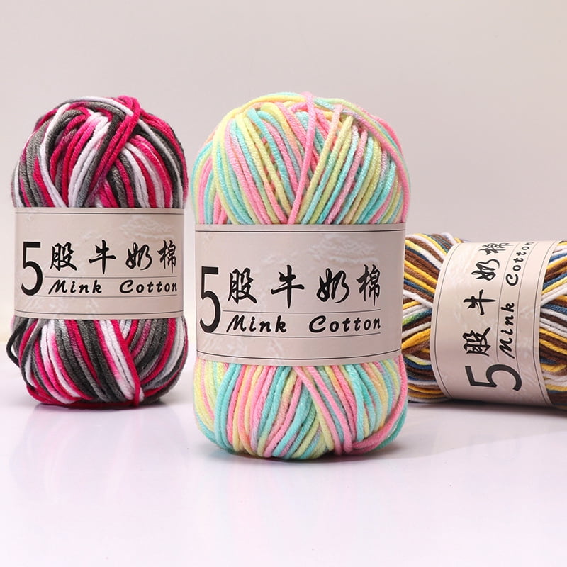 AYktou Cotton Yarn -Multi Colored Yarn Rainbows Crochet Yarn 50g/2.5oz