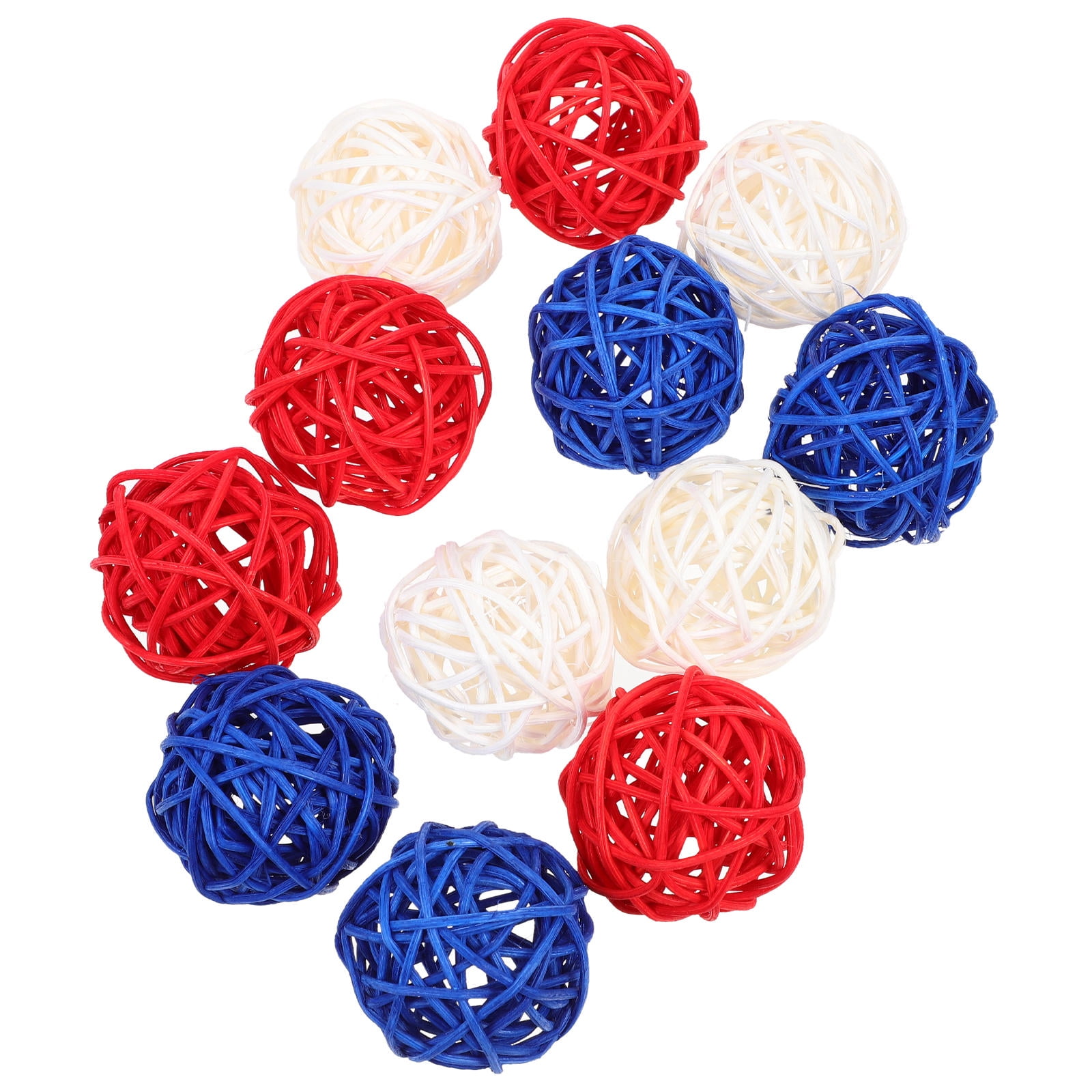 WHAMVOX Patriotic Rattan Woven Balls for Decor Assorted Color Plastic 12 Pieces 3 Inches WHAMVOX Patriotic Rattan Woven Balls for Decor Assorted Color Plastic 12 Pieces 3 Inches