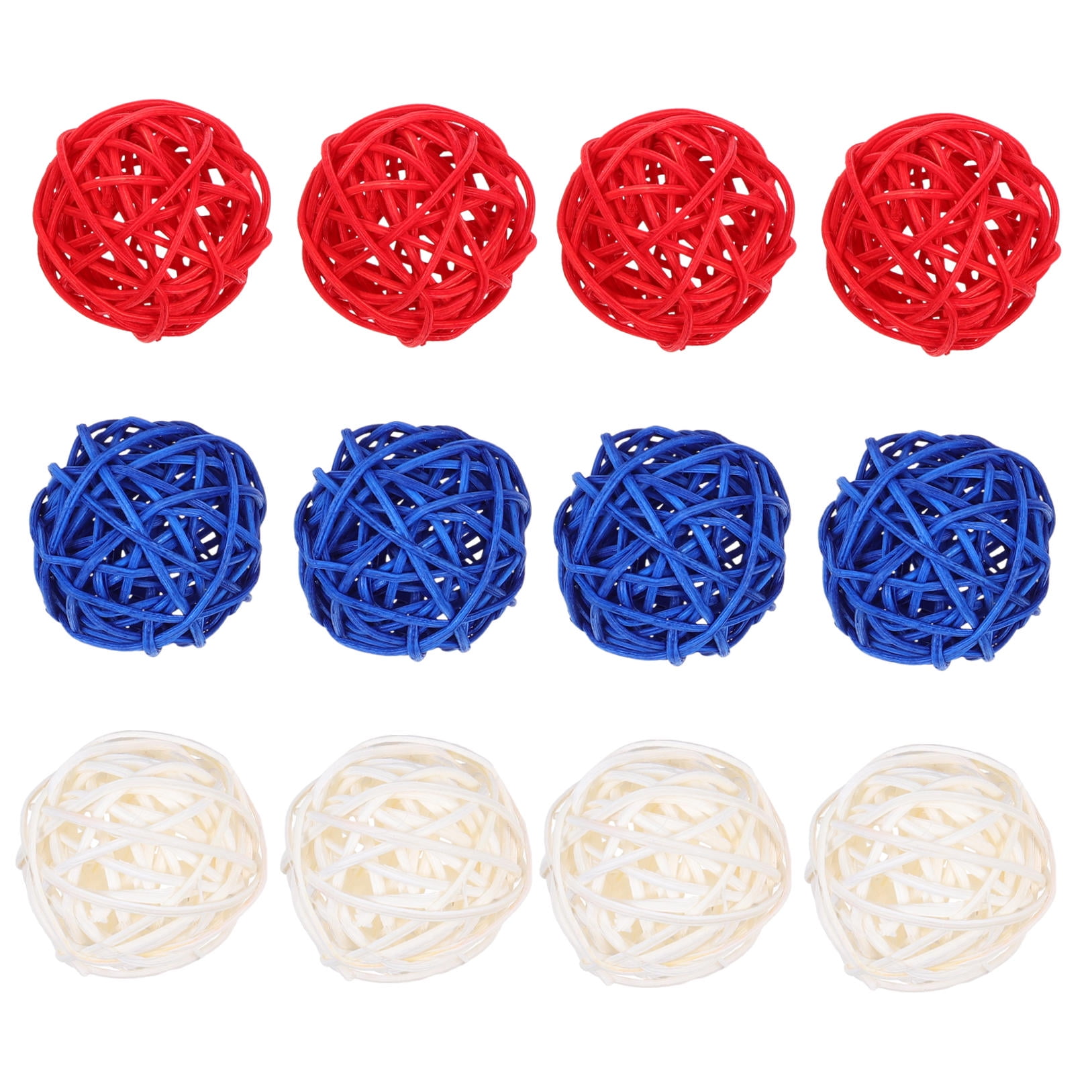 WHAMVOX Patriotic Rattan Woven Balls for Decor Assorted Color Plastic 12 Pieces 3 Inches
