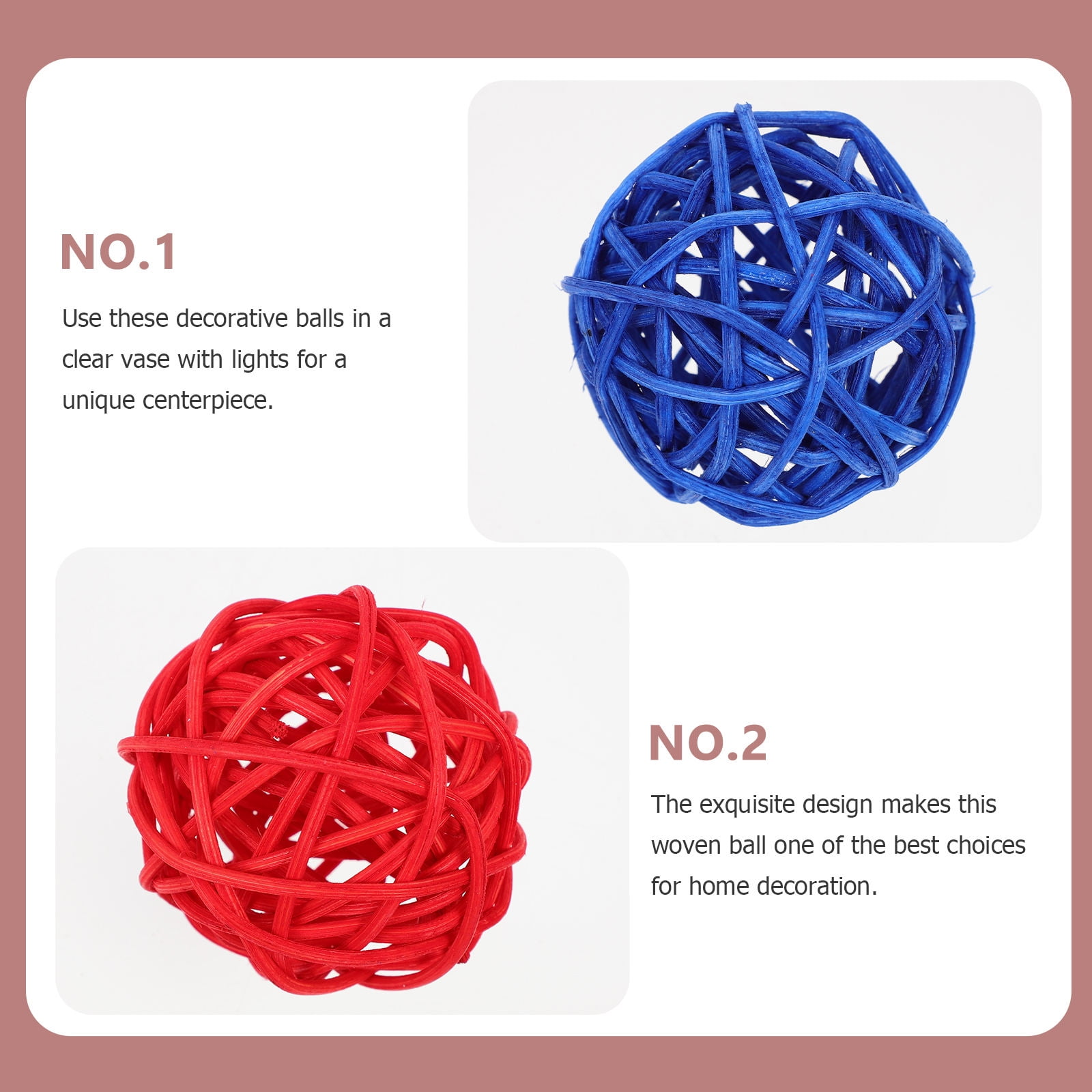 WHAMVOX Patriotic Rattan Woven Balls for Decor Assorted Color Plastic 12 Pieces 3 Inches