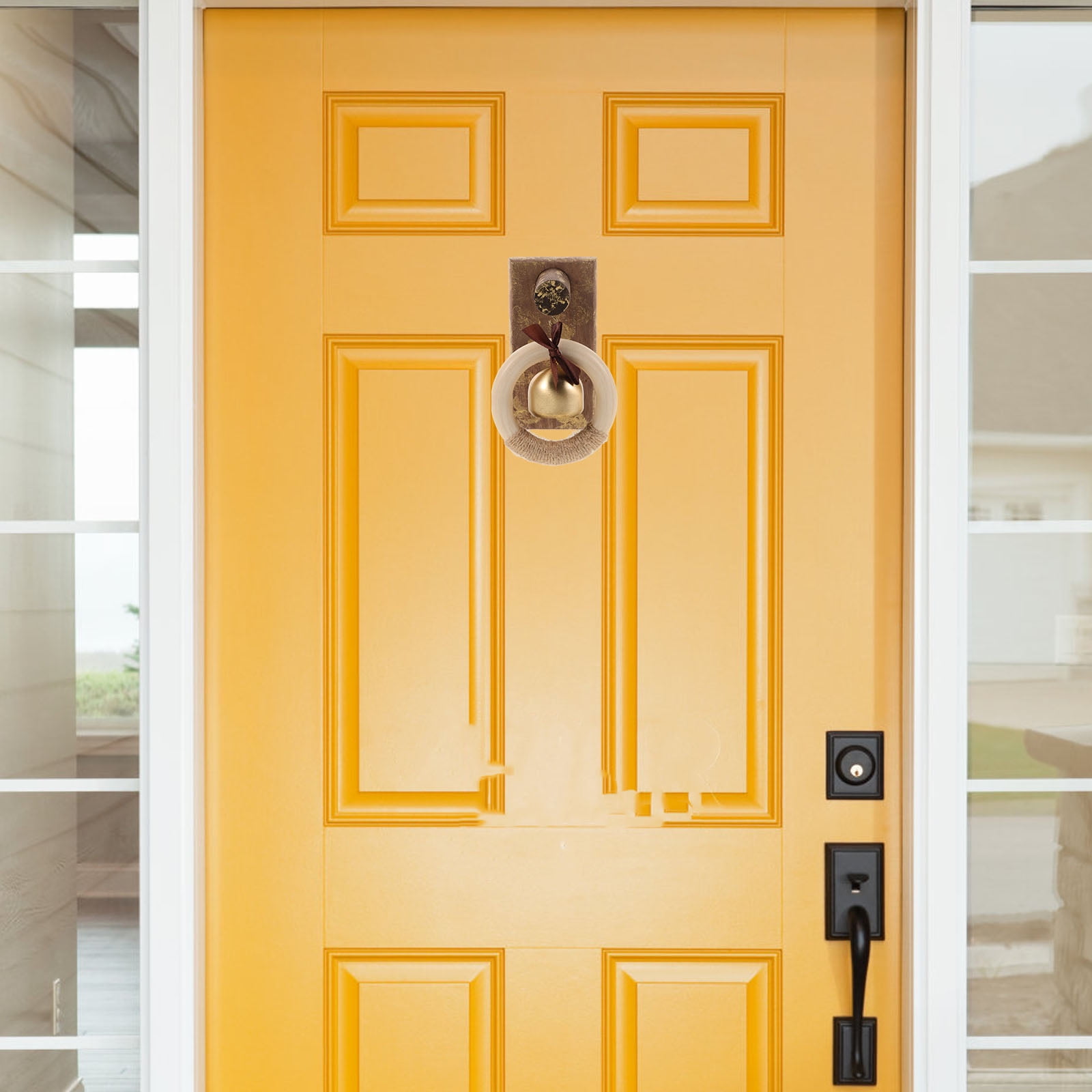 WHAMVOX Wooden Brass Doorbell Shopkeeper Bell for Door Opening Entrance Wood Doorbell Wind Chime Office Ornament