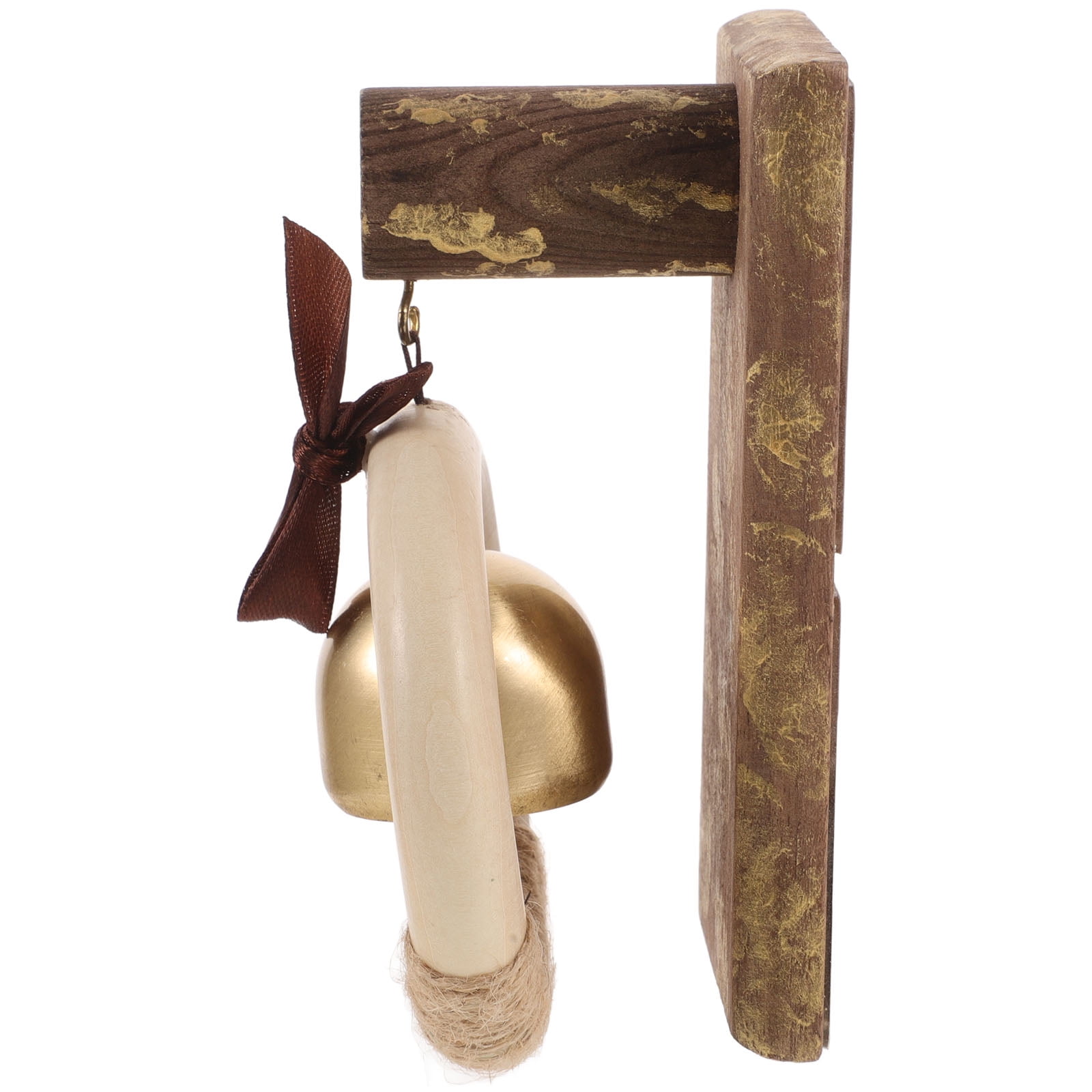 WHAMVOX Wooden Brass Doorbell Shopkeeper Bell for Door Opening Entrance Wood Doorbell Wind Chime Office Ornament