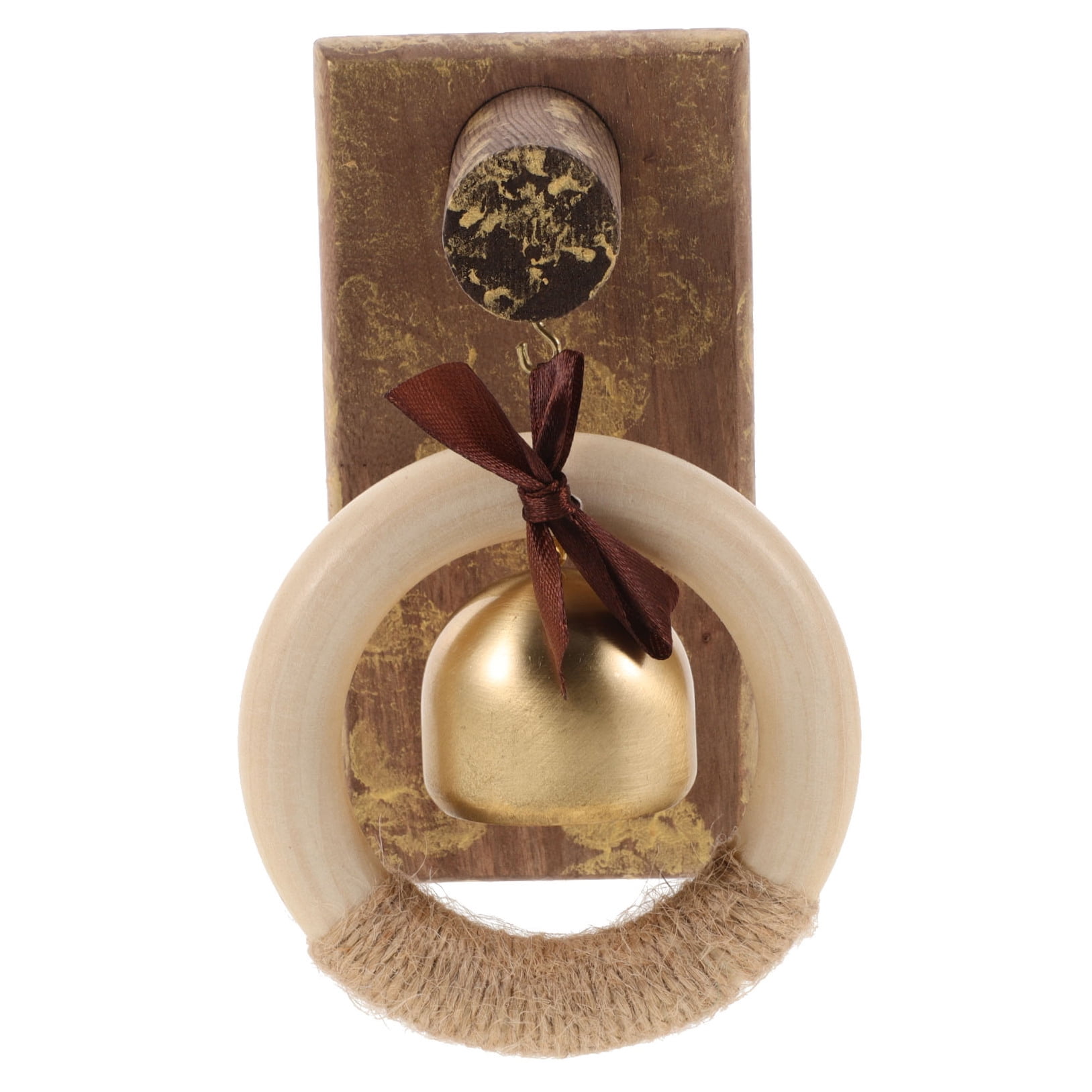 WHAMVOX Wooden Brass Doorbell Shopkeeper Bell for Door Opening Entrance Wood Doorbell Wind Chime Office Ornament