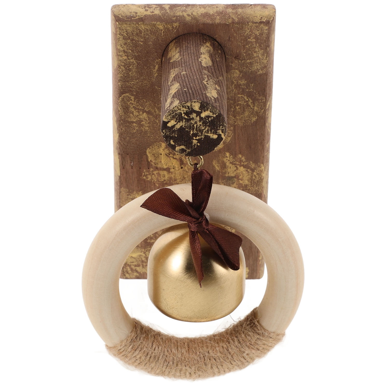 WHAMVOX Wooden Brass Doorbell Shopkeeper Bell for Door Opening Entrance Wood Doorbell Wind Chime Office Ornament