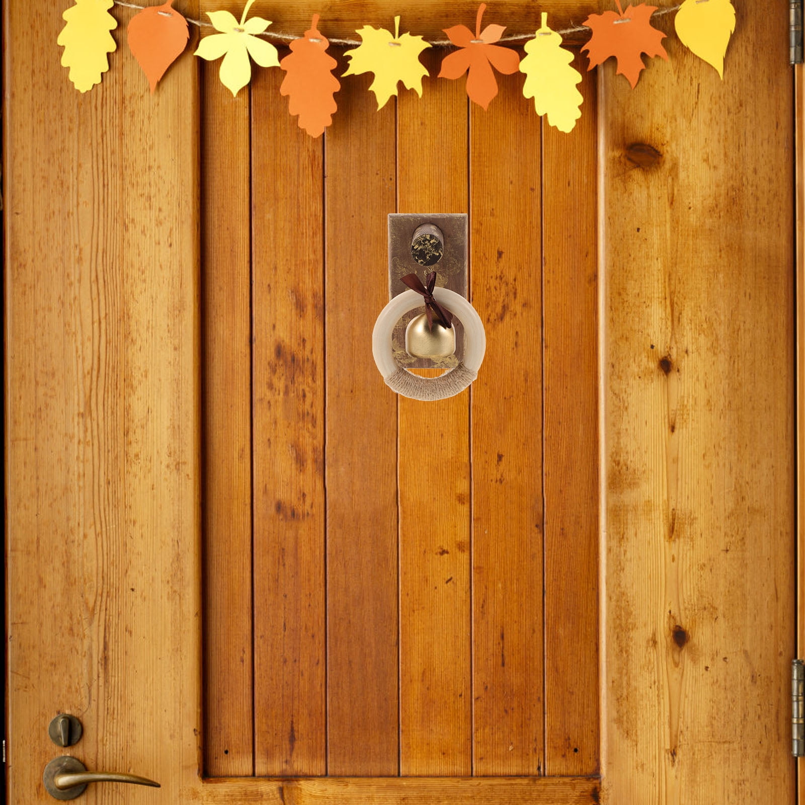 WHAMVOX Wooden Brass Doorbell Shopkeeper Bell for Door Opening Entrance Wood Doorbell Wind Chime Office Ornament