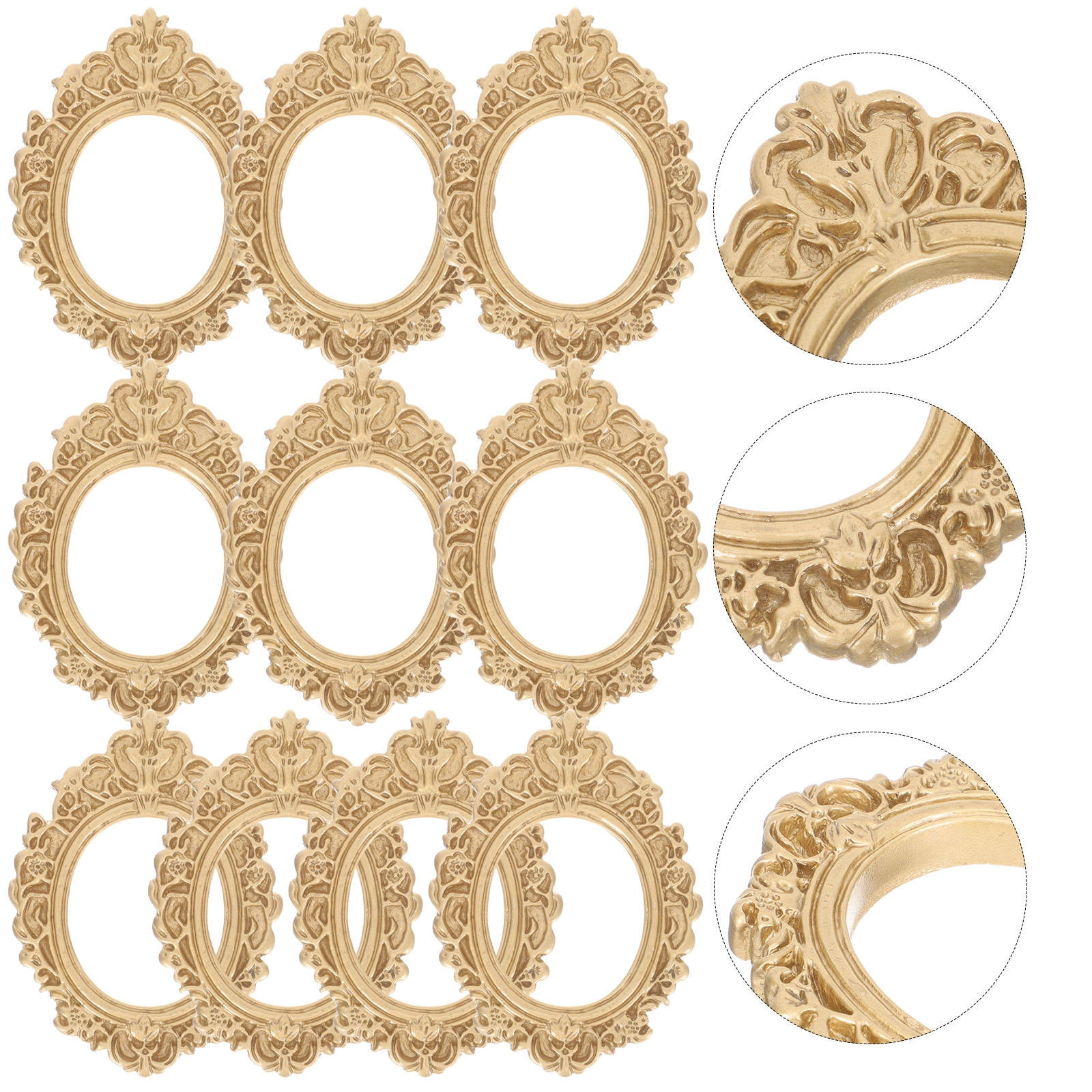 WHAMVOX 10 Pcs Golden Photo Frame Mini Vintage Picture Frames Antique