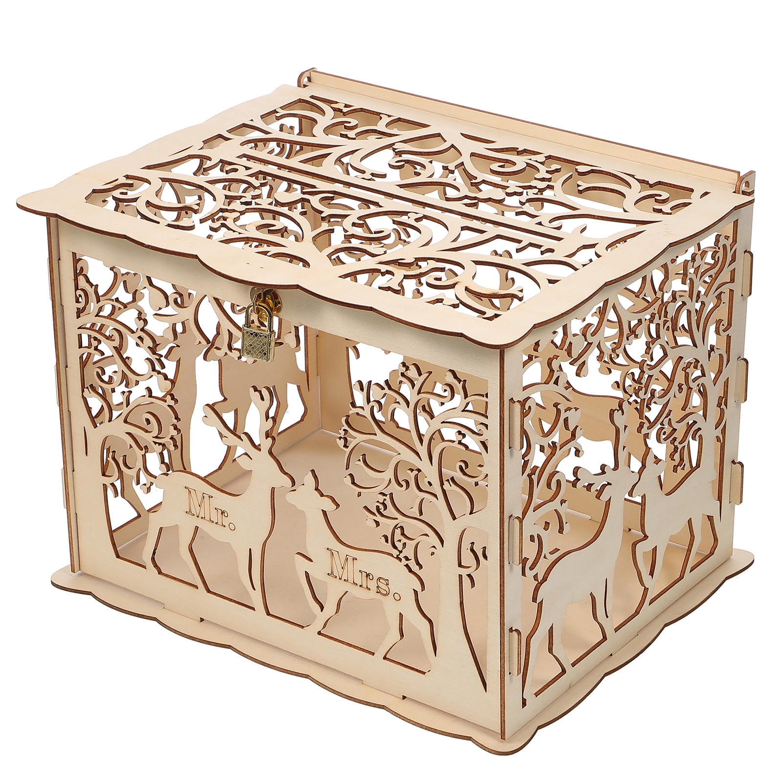SKISUNO Large Wooden Lock Box with Key