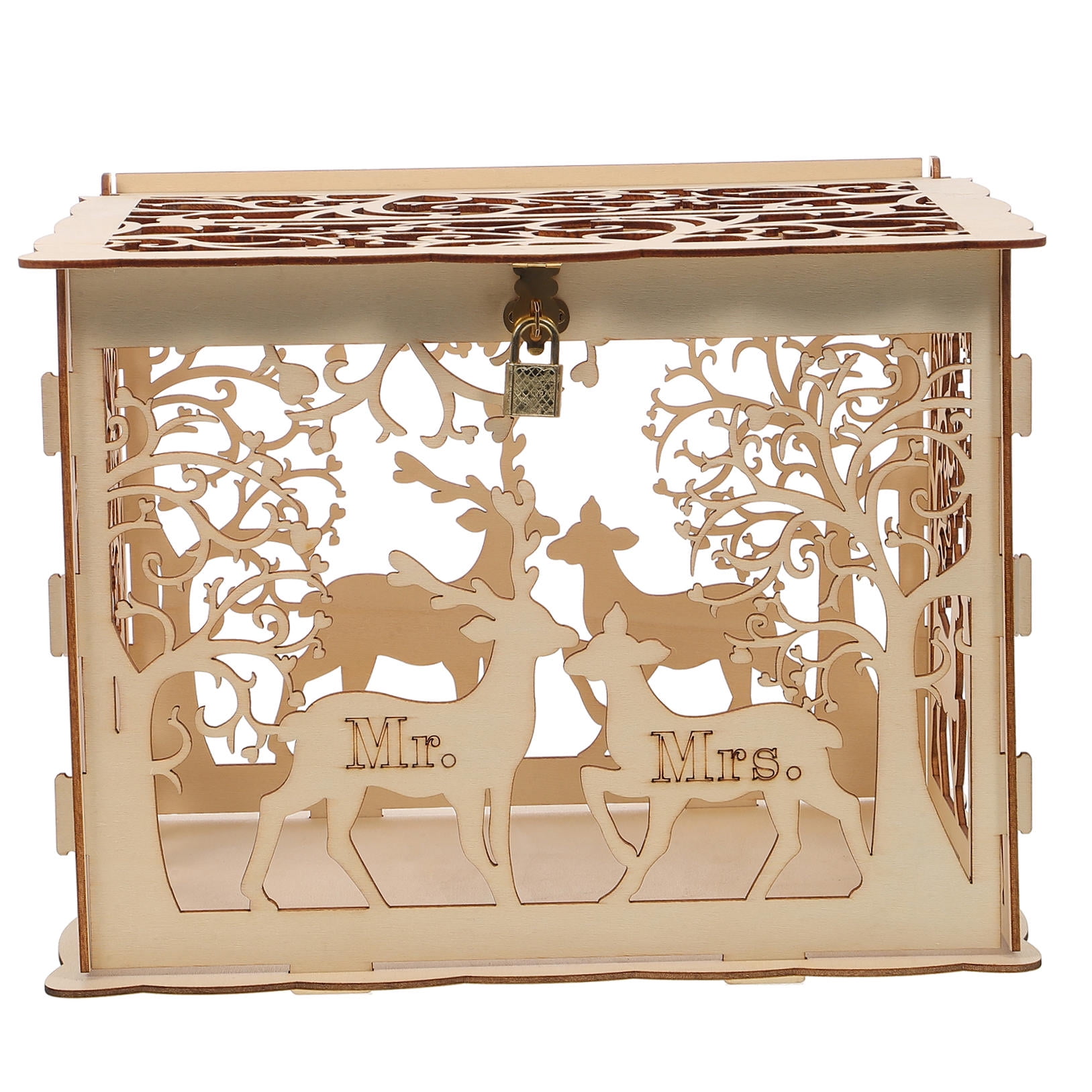 SKISUNO Large Wooden Lock Box with Key