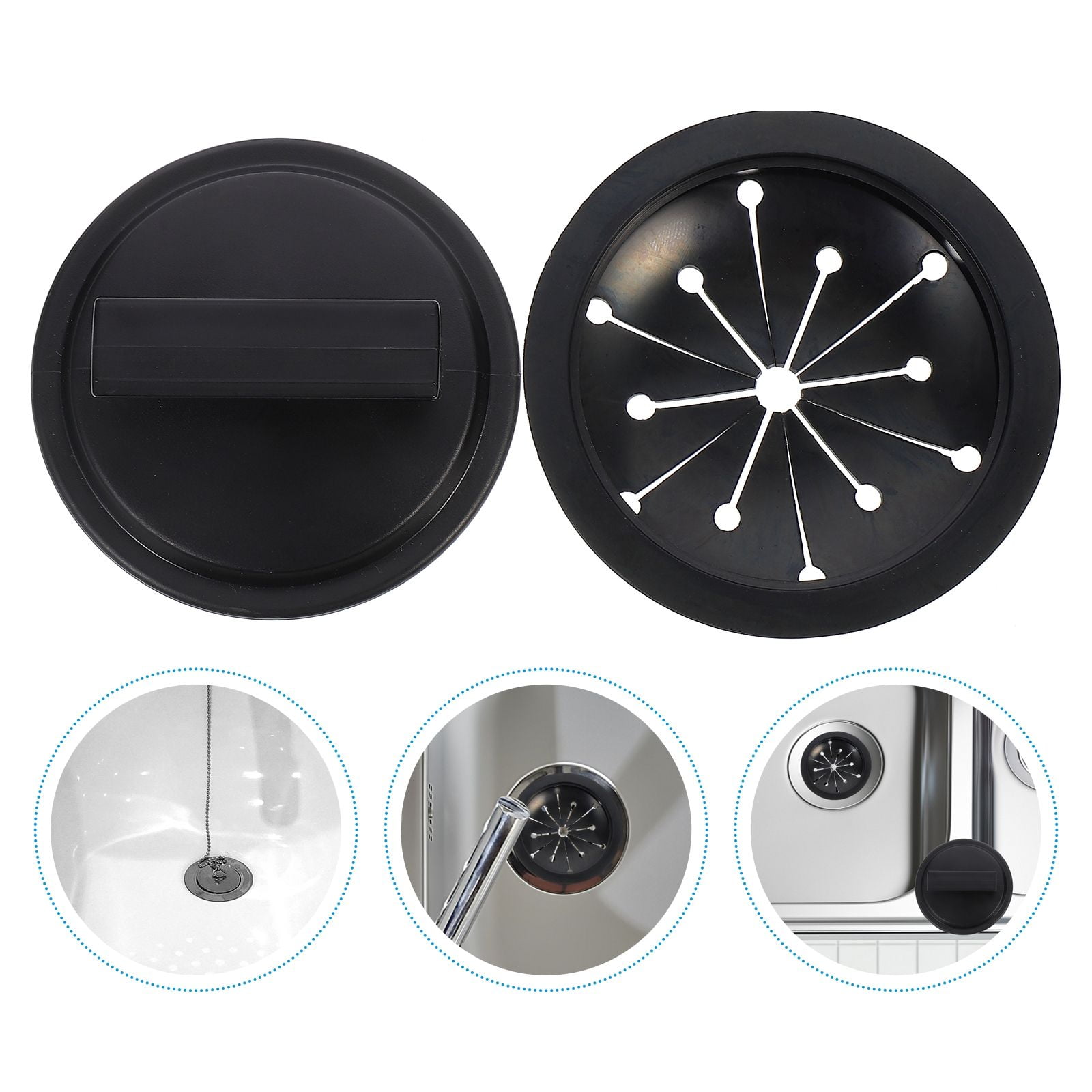 HOOWIFFY 2-Pack Garbage Disposal Sink Guard in Black ABS Plastic