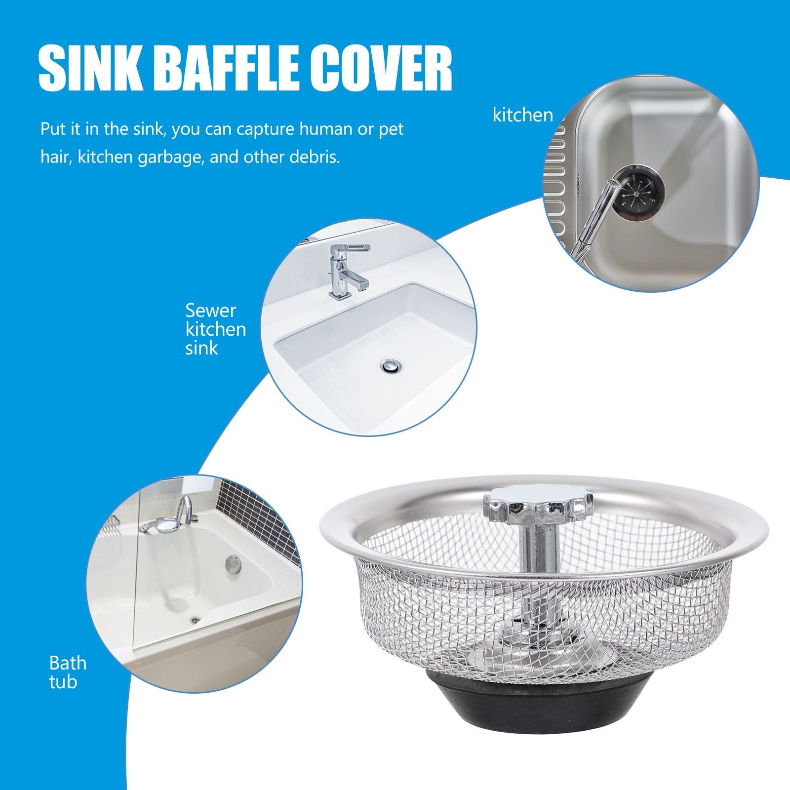 HOOWIFFY 2-Pack Garbage Disposal Sink Guard in Black ABS Plastic