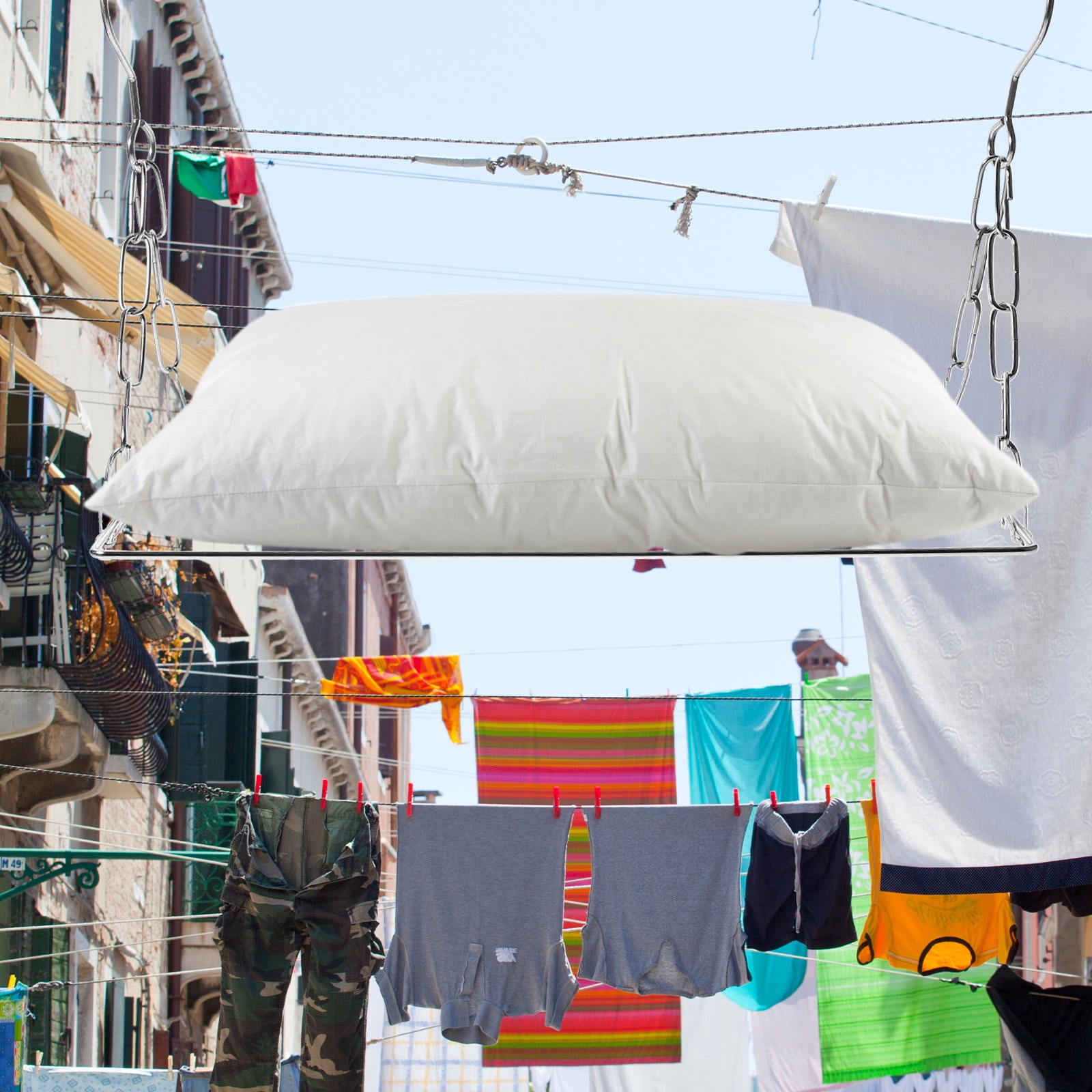 HOOWIFFY Minimalist Clothes Drying Rack with Windproof Design