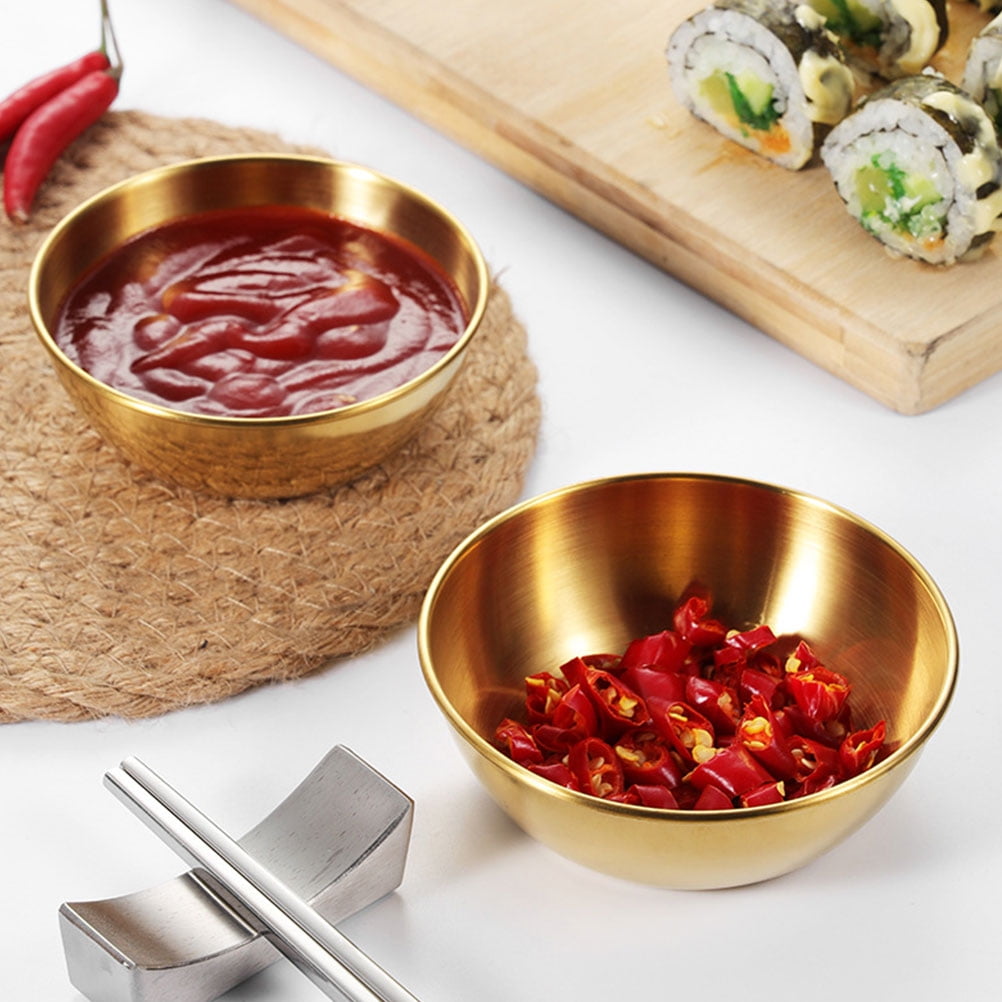 SKISUNO 4-Piece Golden Dipping Sauce Dishes Set for Home and Restaurant Use