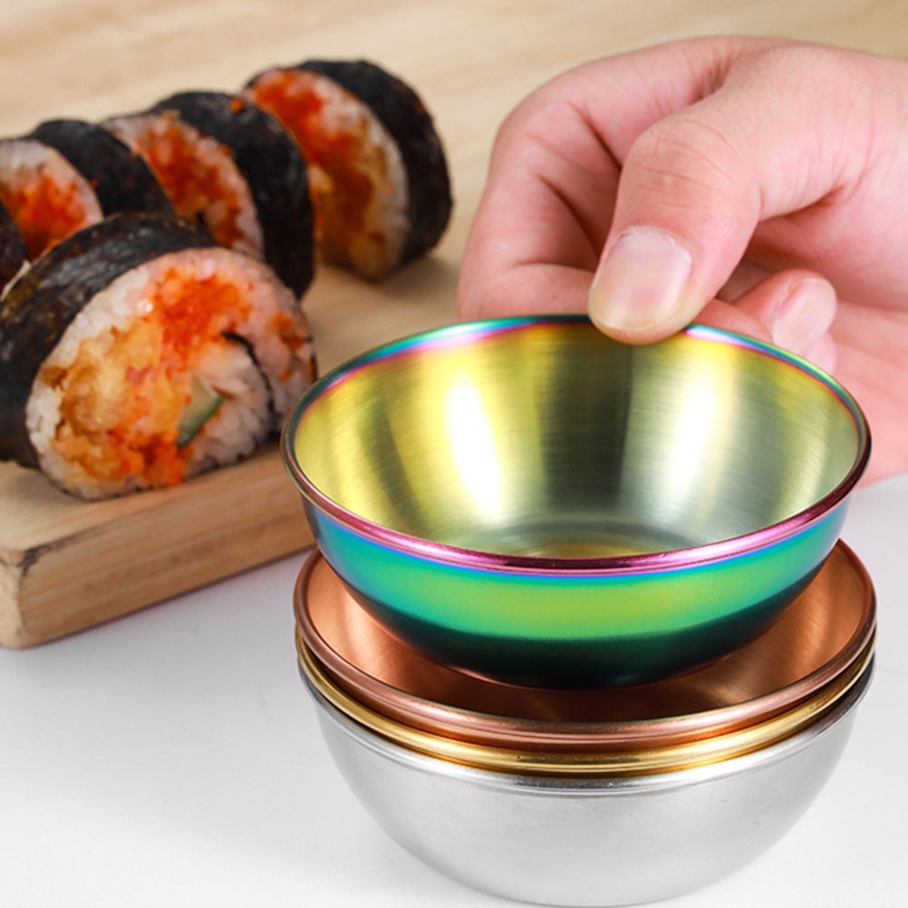 SKISUNO 4-Piece Golden Dipping Sauce Dishes Set for Home and Restaurant Use
